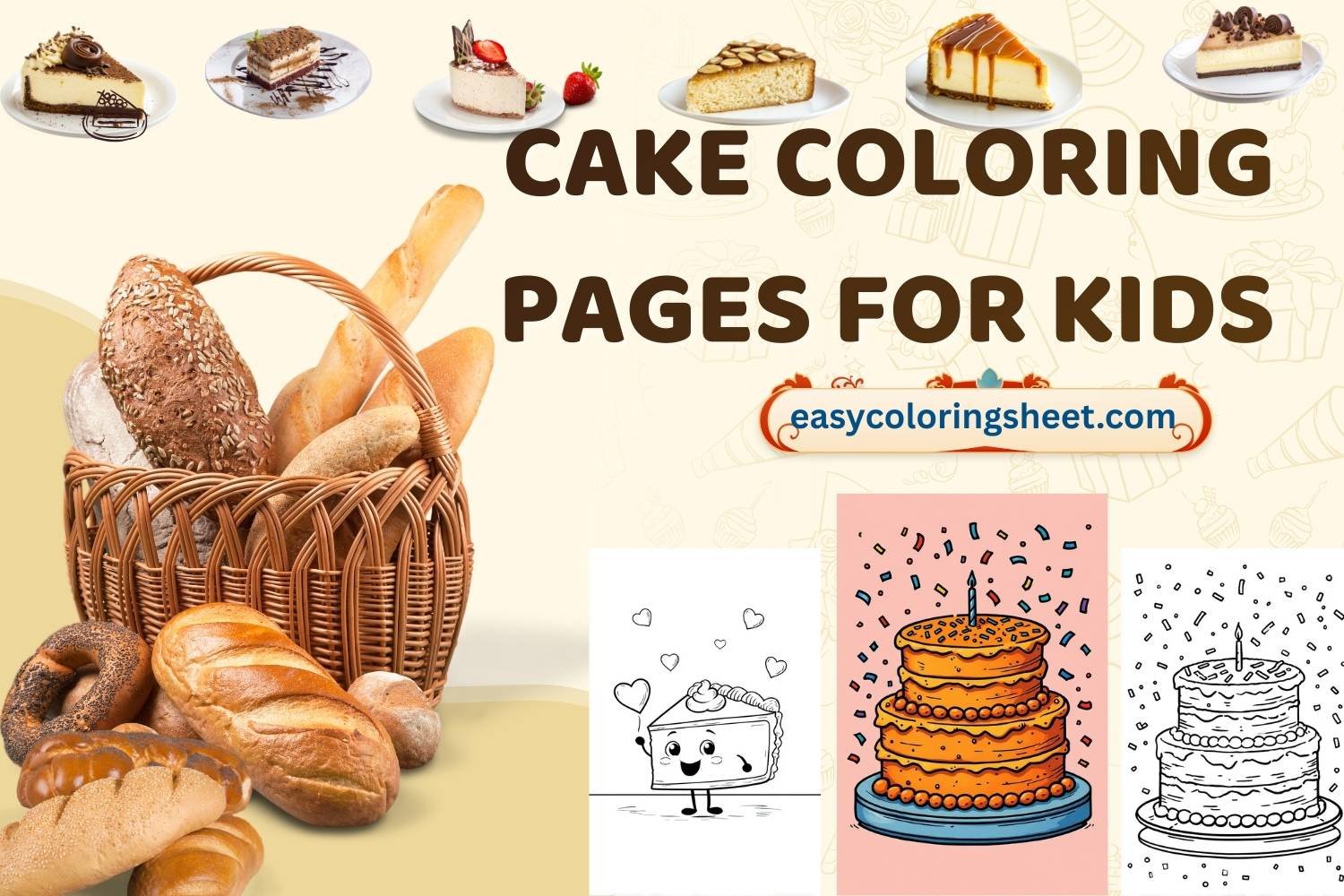 Cake coloring pages for kids