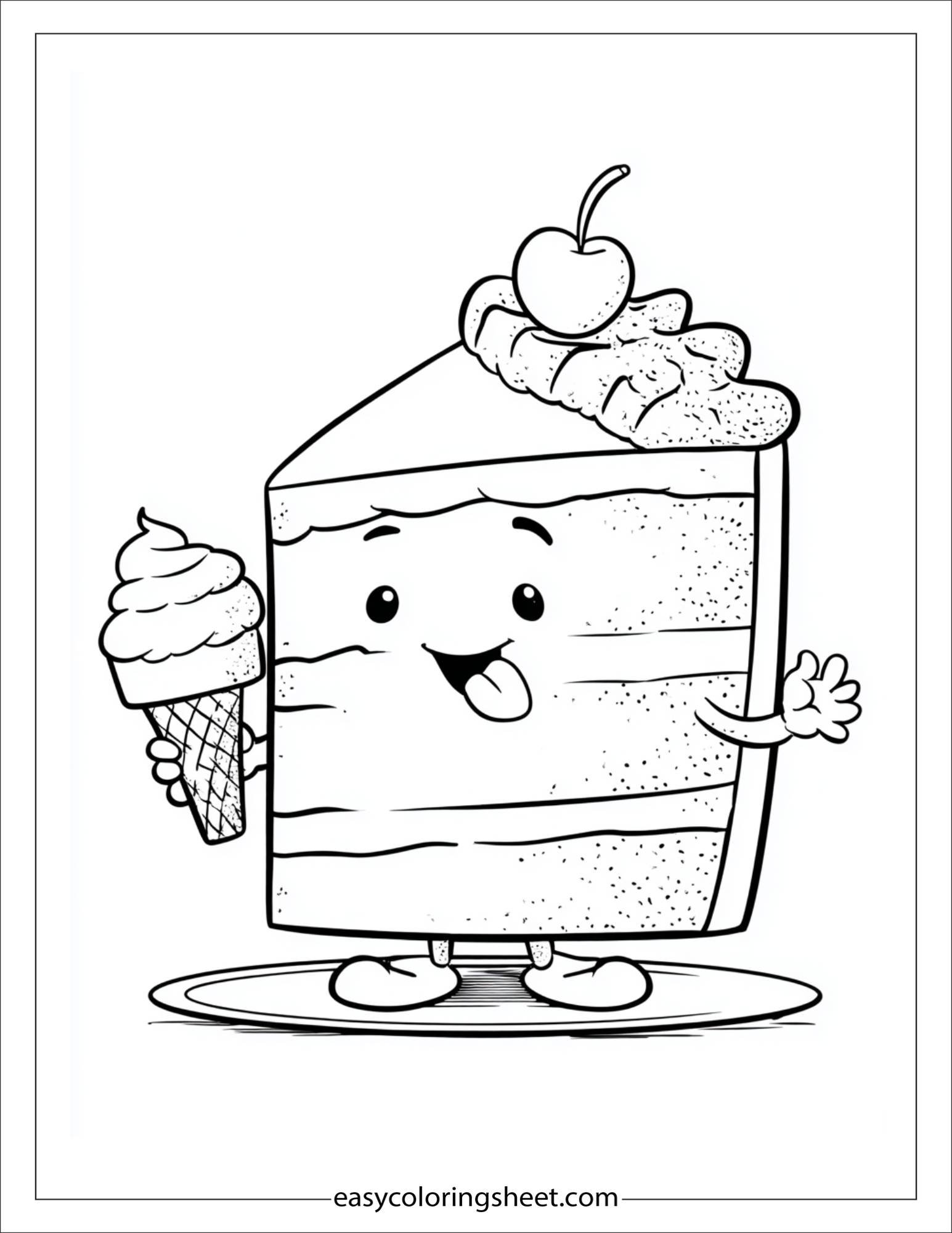 Cake eating ice cream