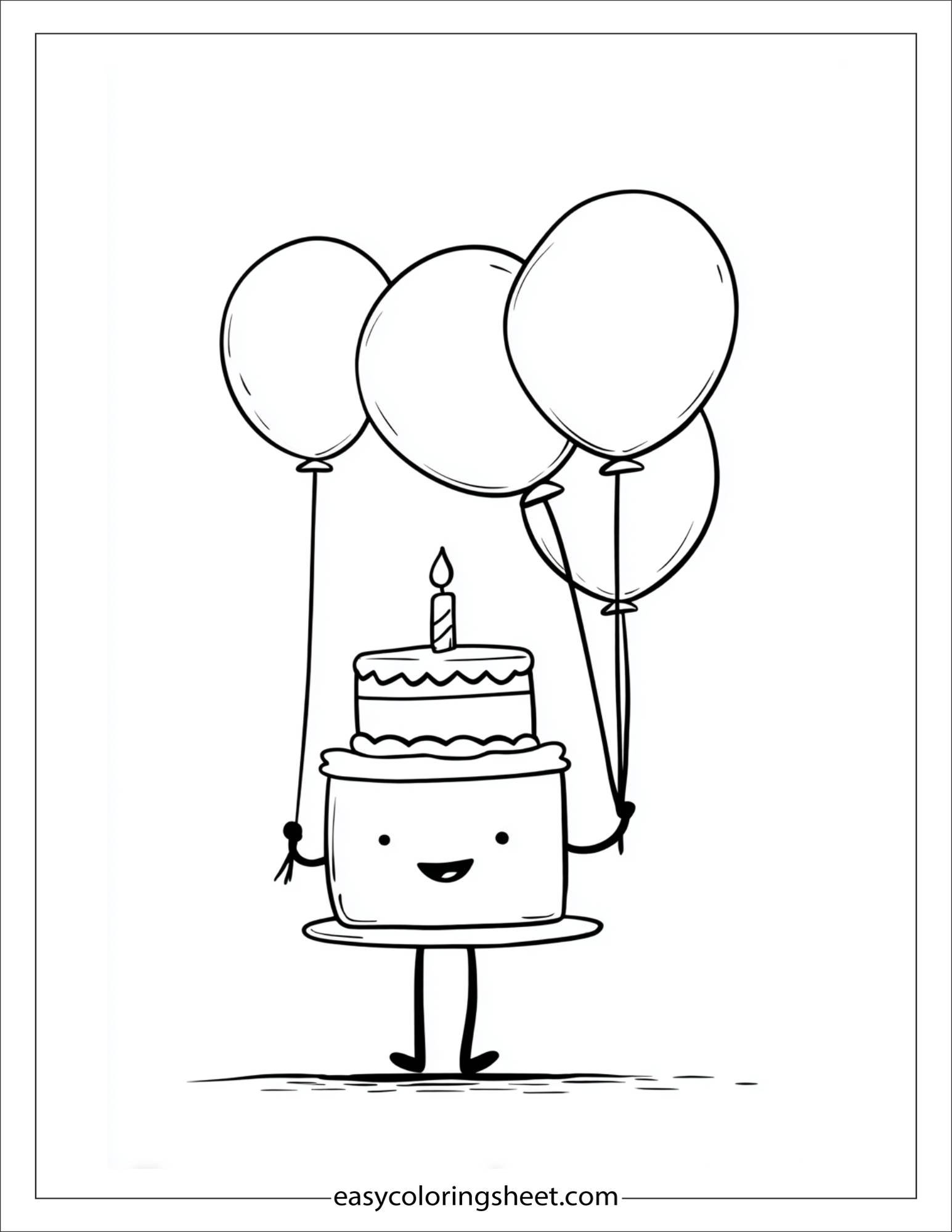 Cake holding balloons