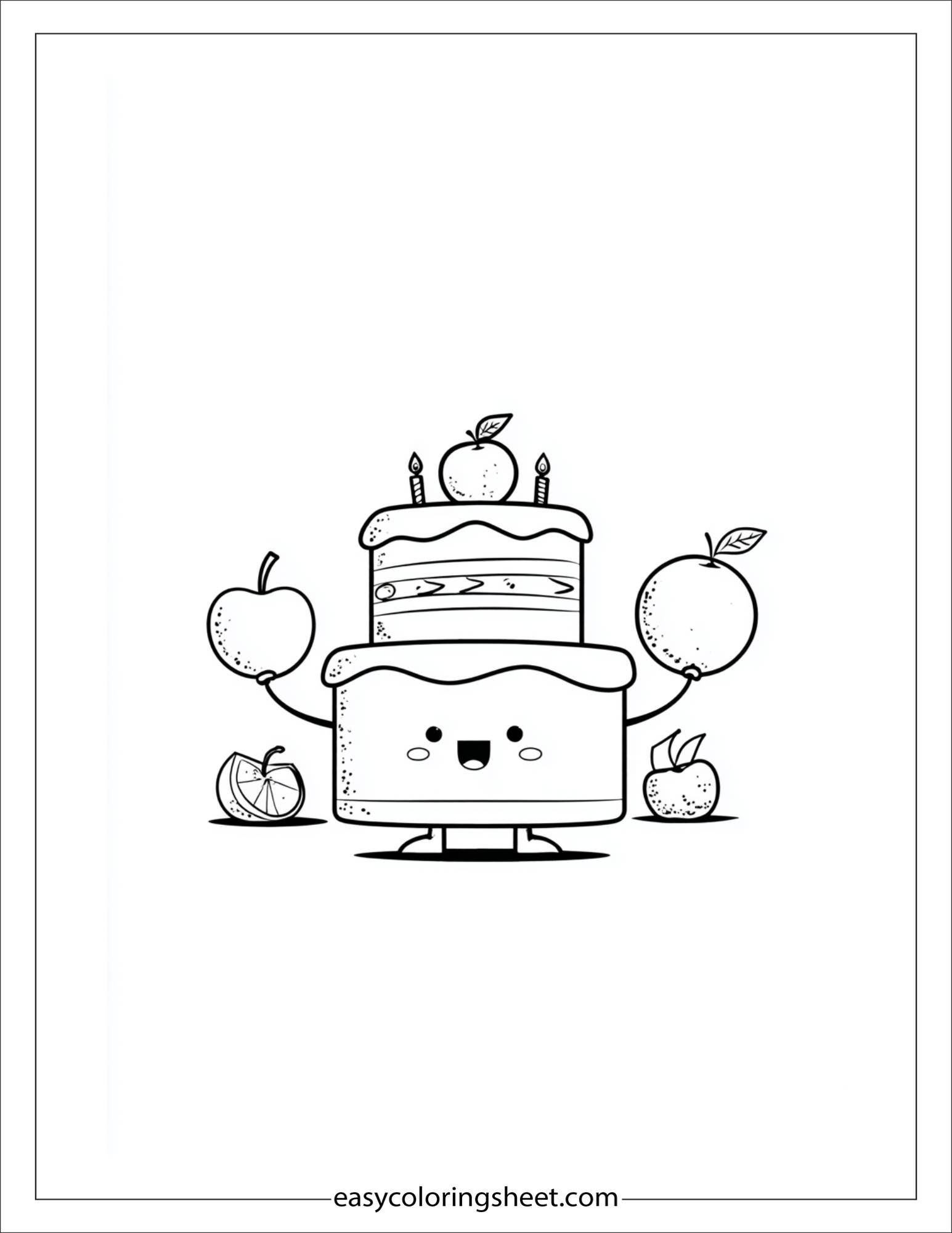 Cake juggling fruits