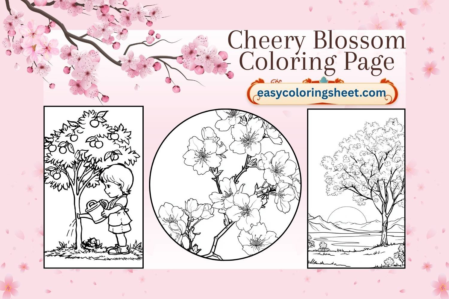 Cherry Blossom Coloring Page for Kids, Fun and Easy Spring Printable