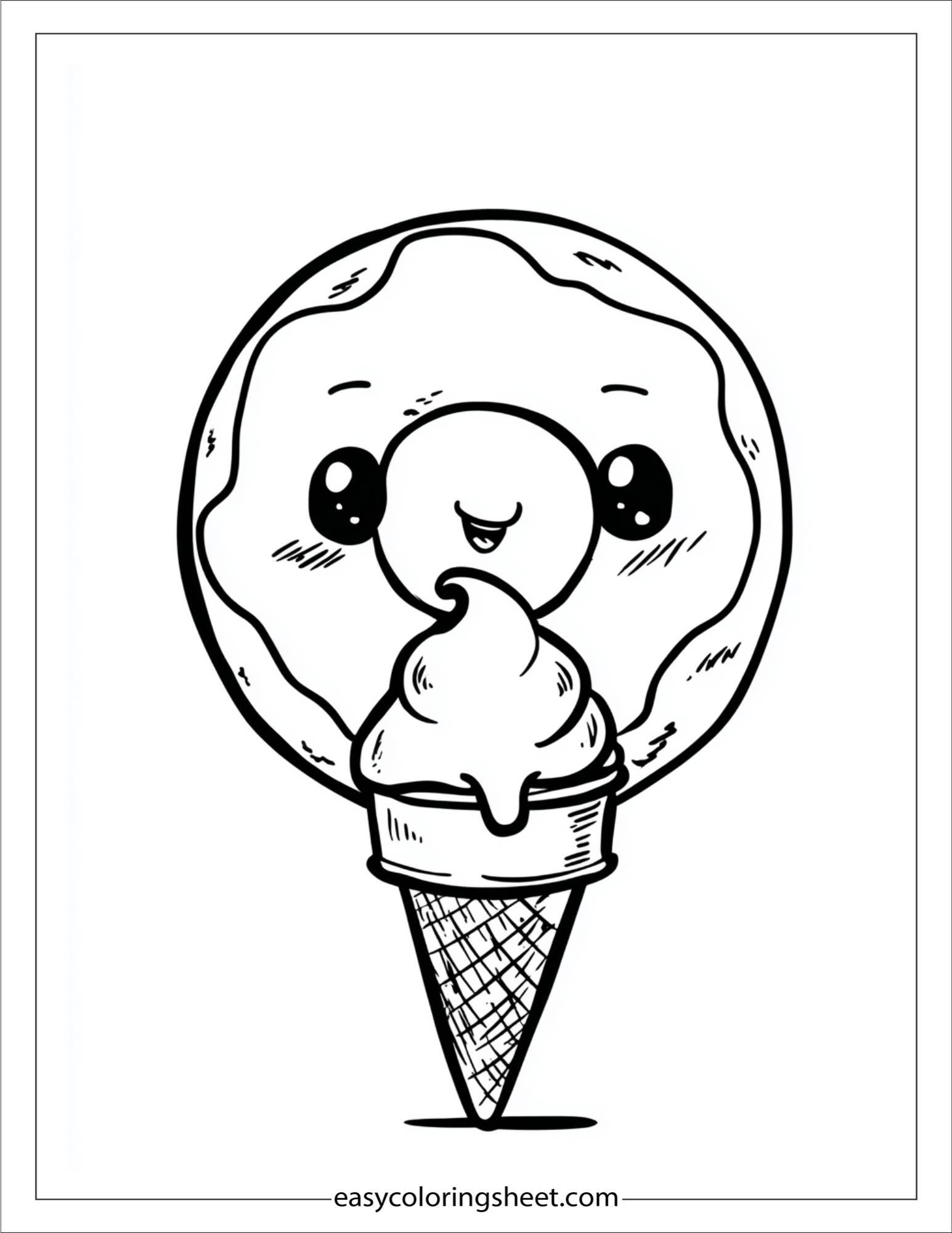 Donut eating ice cream