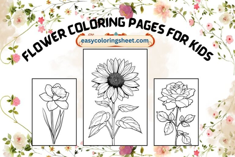 Flower coloring pages for kids