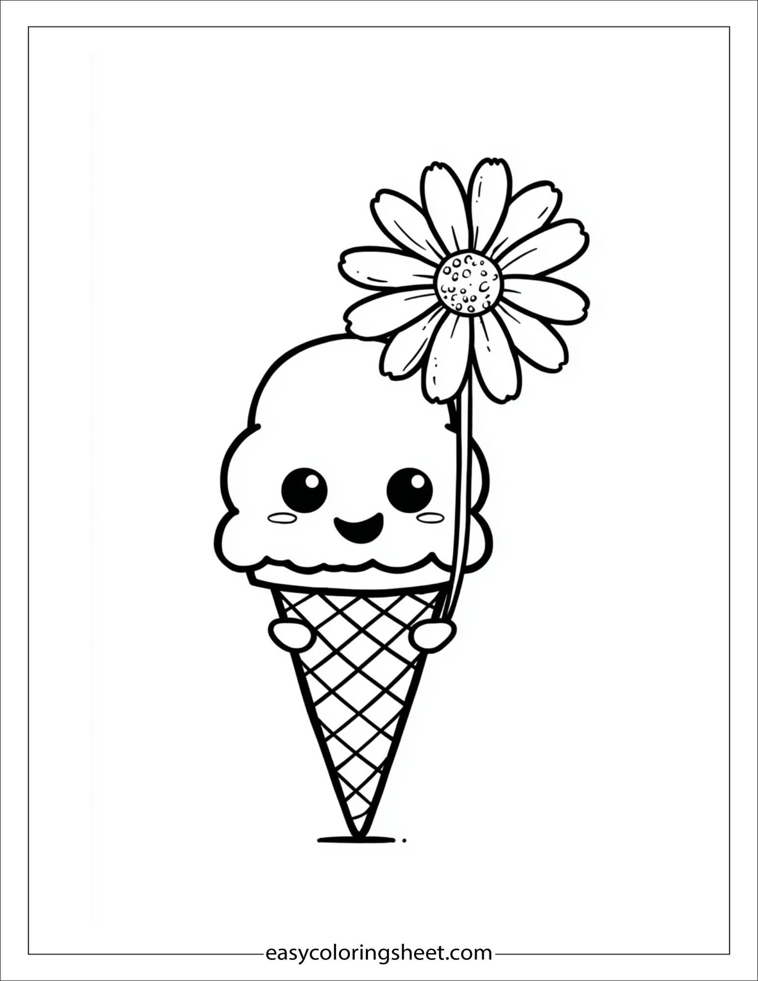 Ice Cream Holding Flower