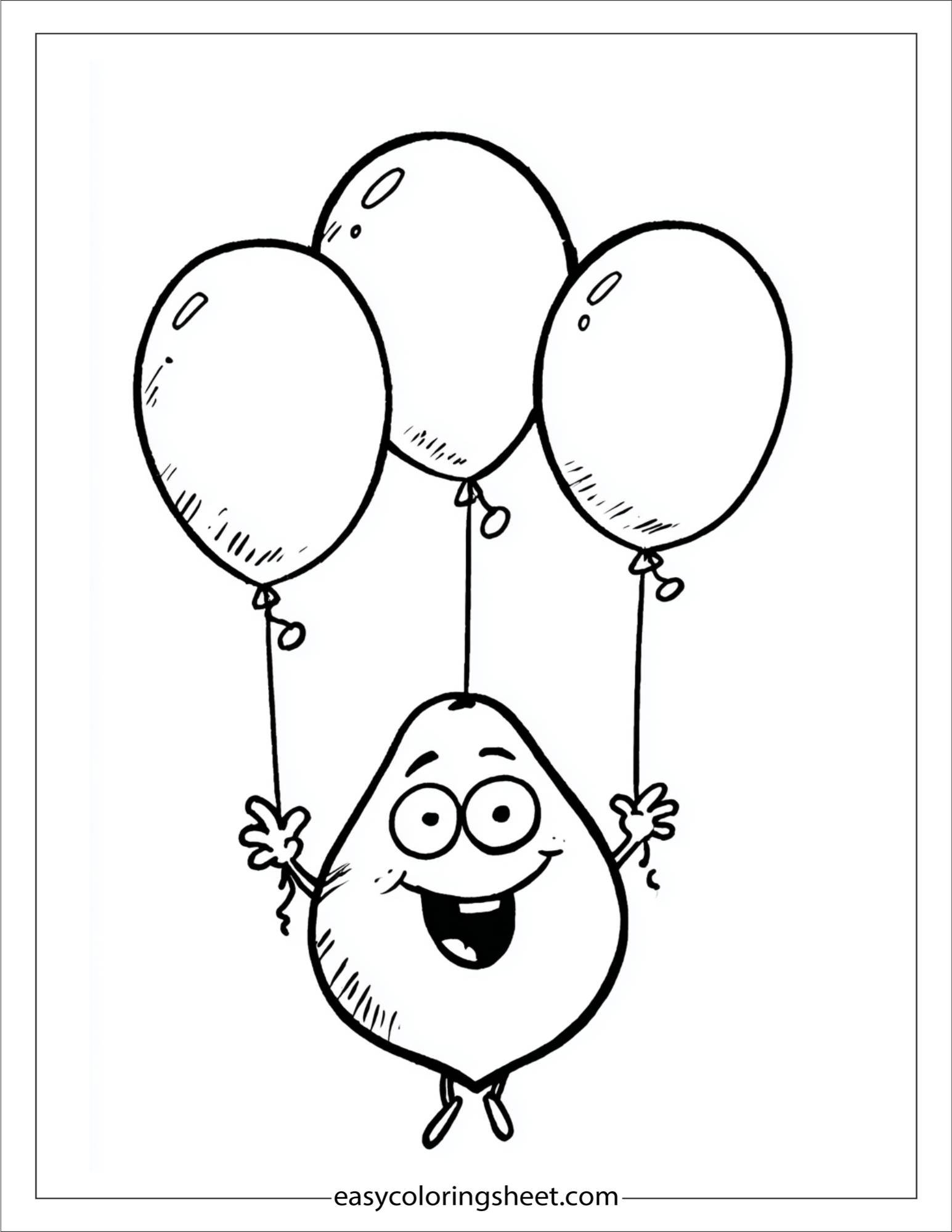 Mango flying with balloons