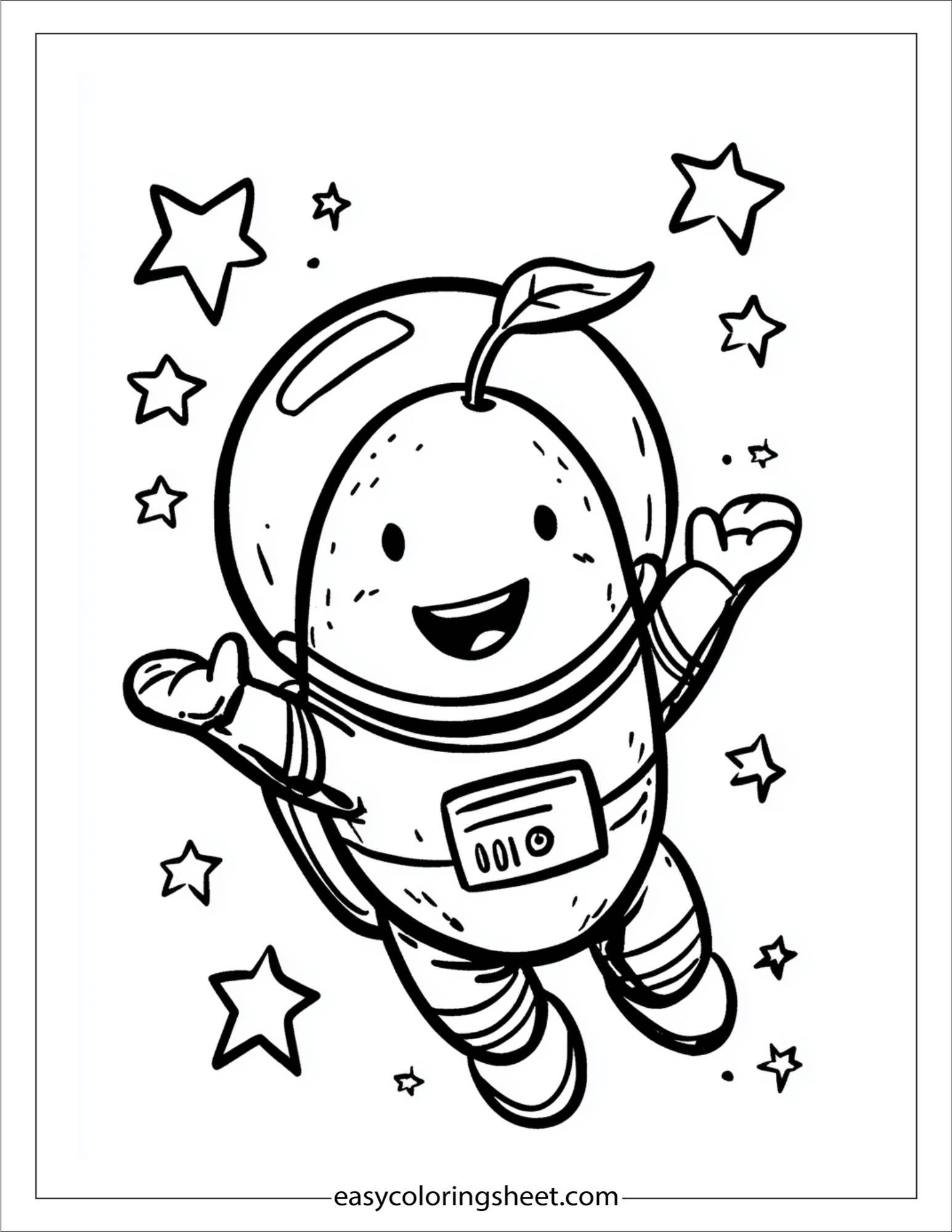 Mango in space suit