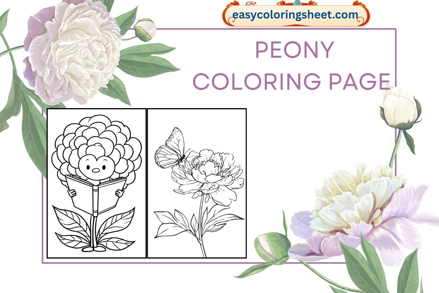 Peony Coloring Page, Cute and Fun Flower Coloring Sheets for Kids ...