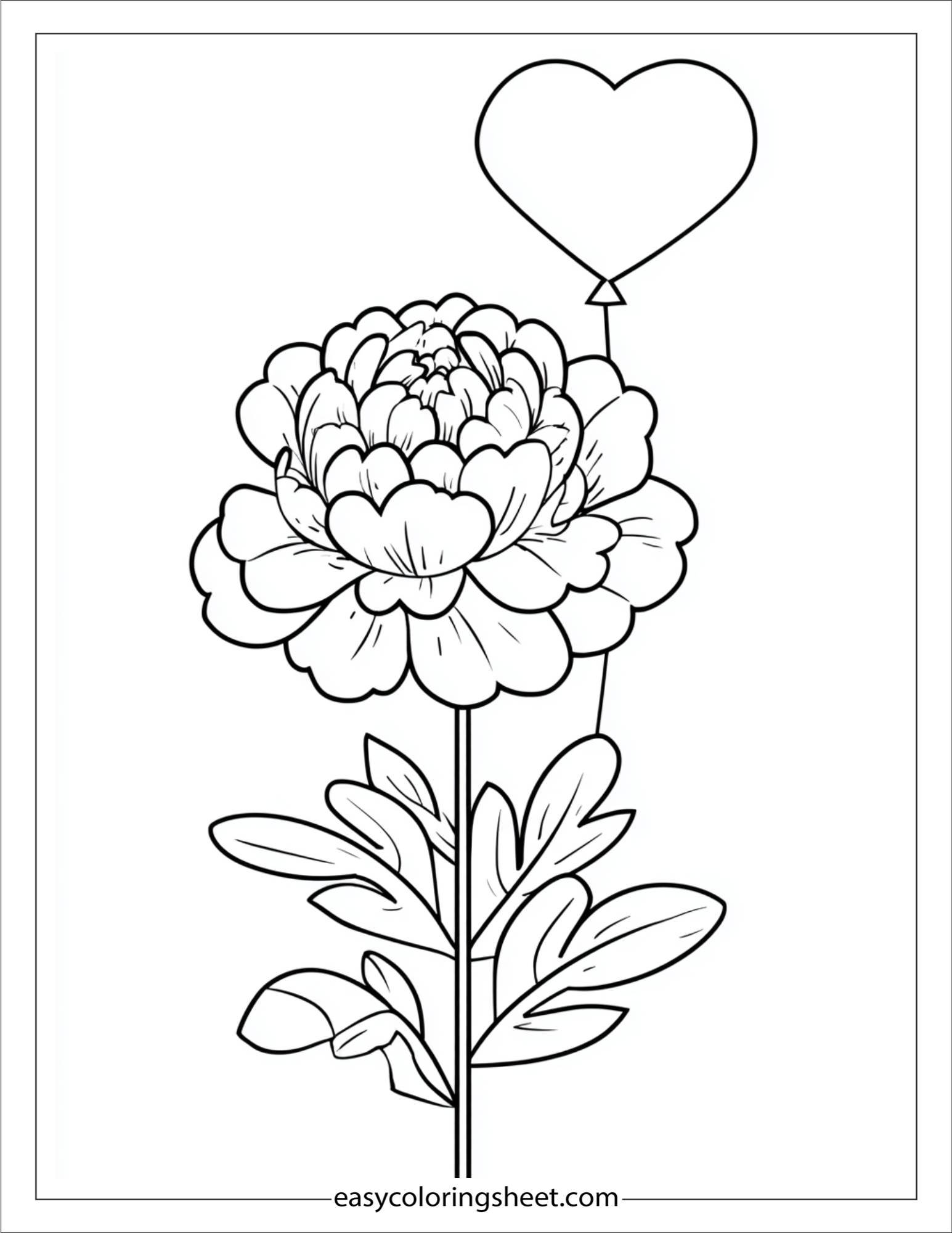 Peony holding heart balloon