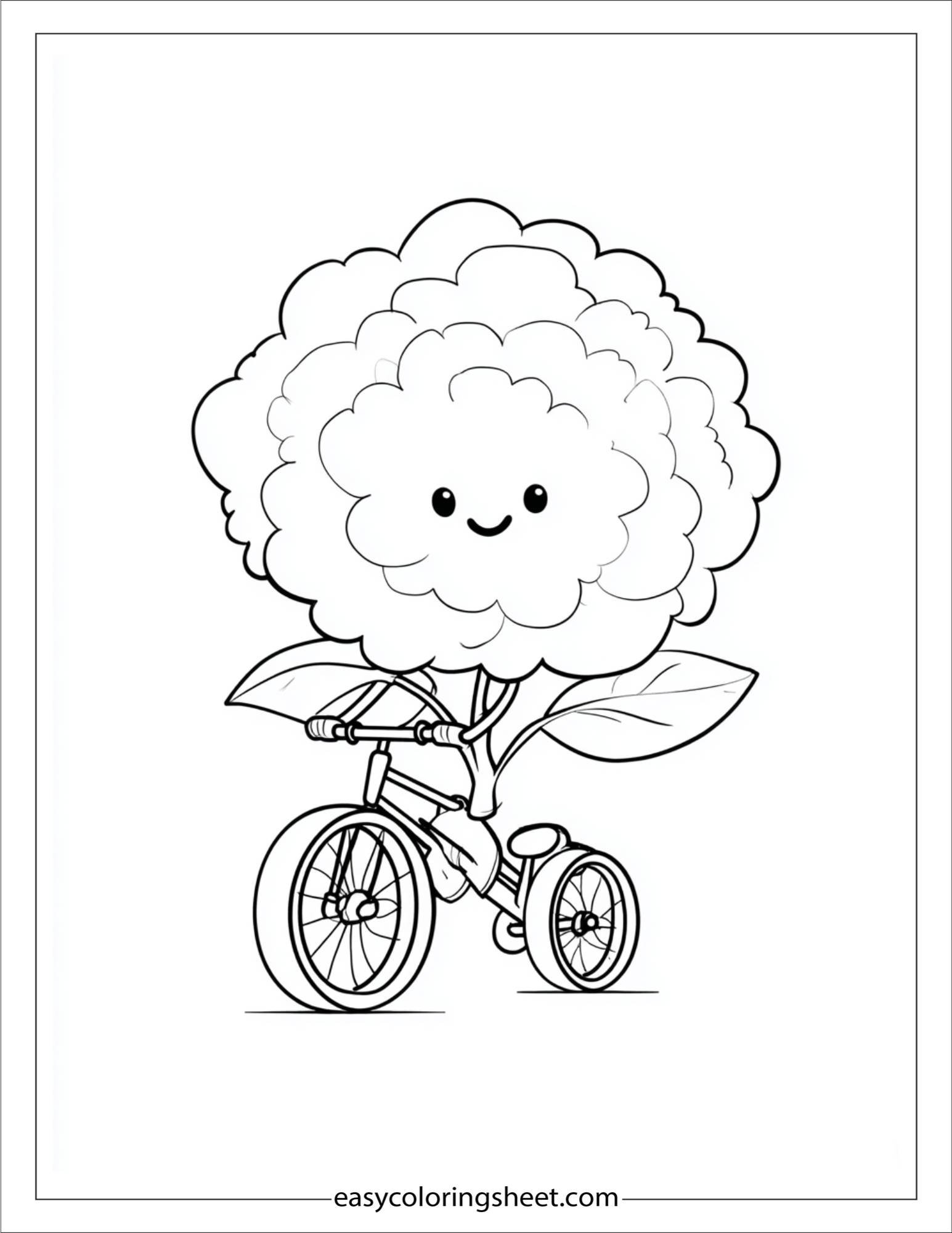 Peony riding a tricycle