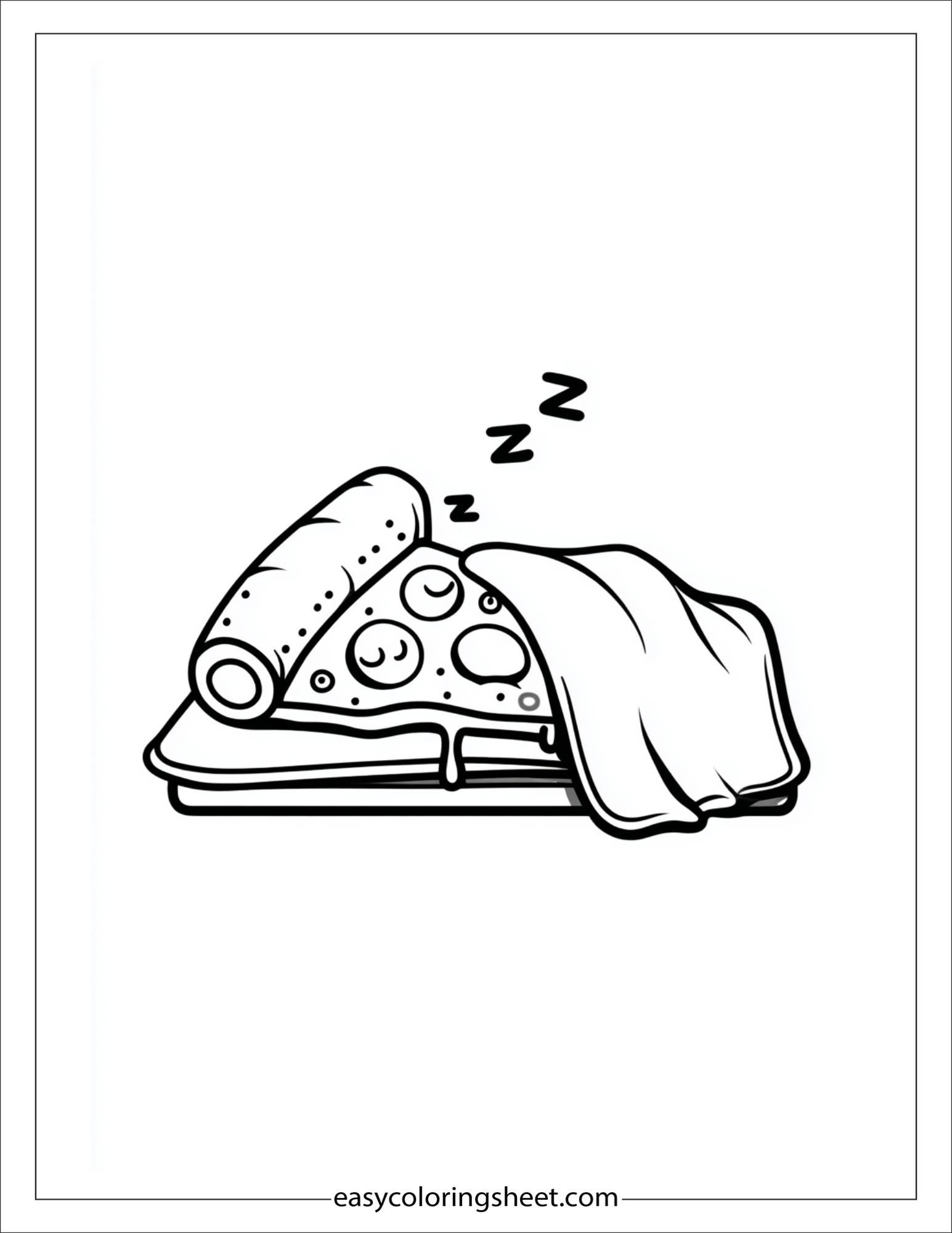 Pizza Sleeping on Pillow