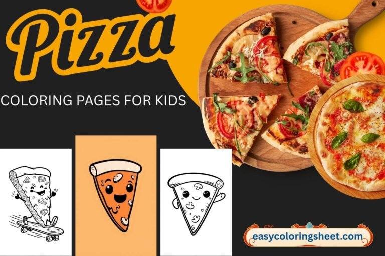 Pizza coloring pages for kids