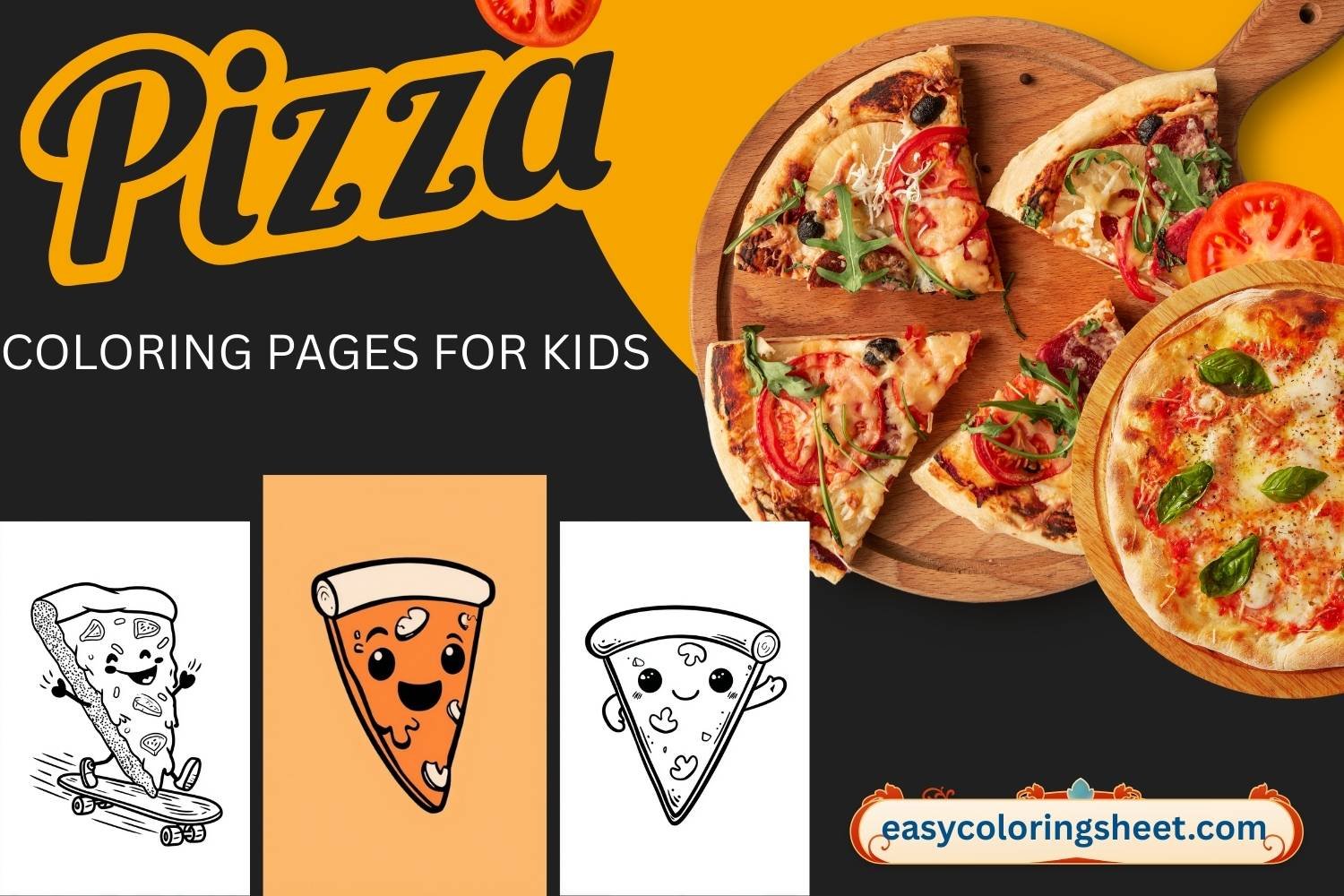 Pizza coloring pages for kids