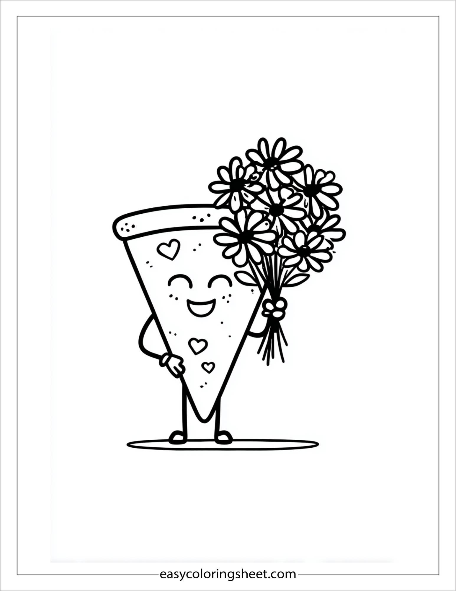 Pizza holding flowers
