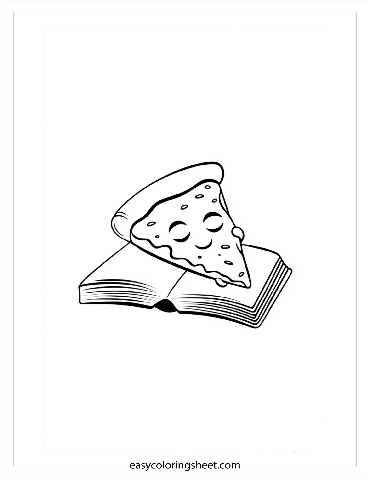 Pizza resting on the book