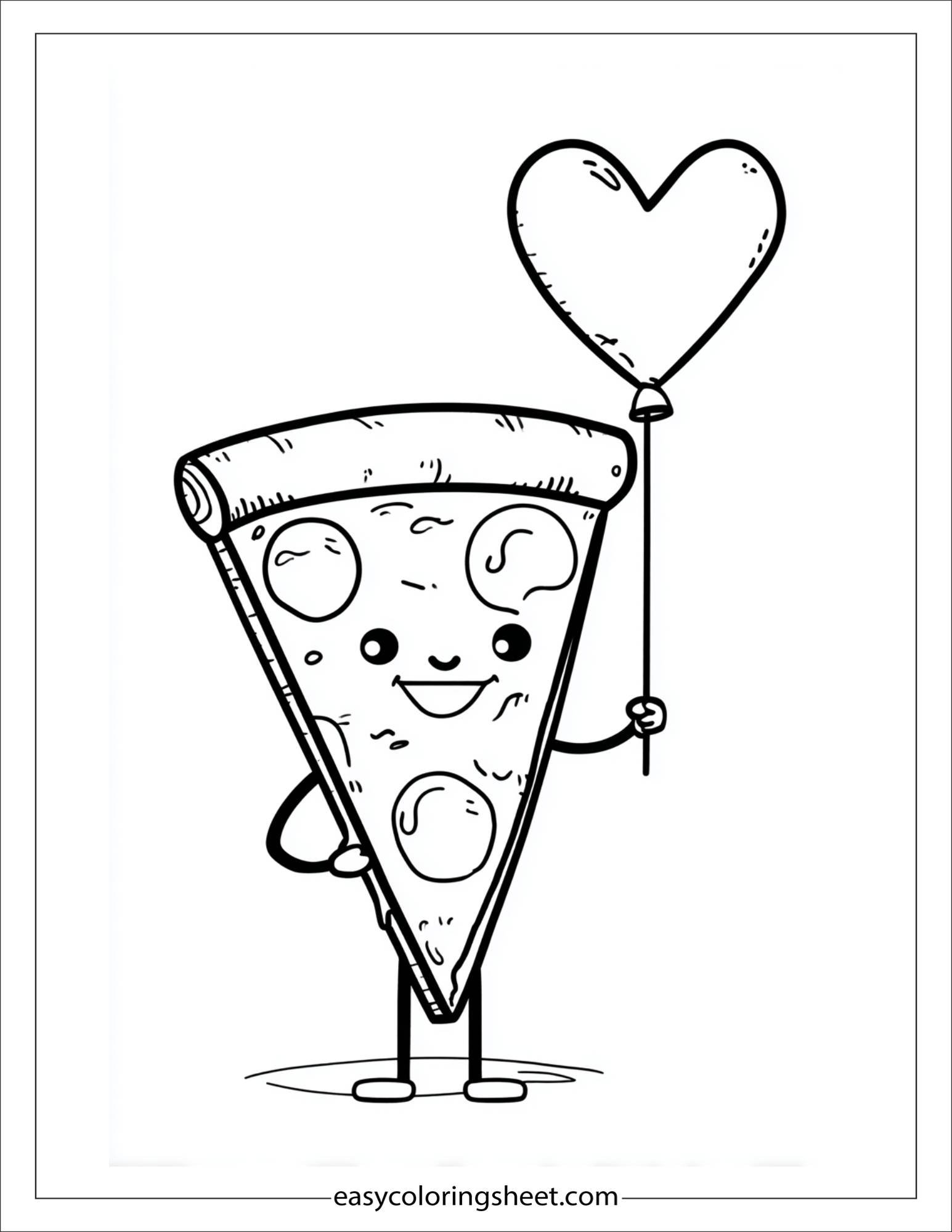 Pizza with heart balloon