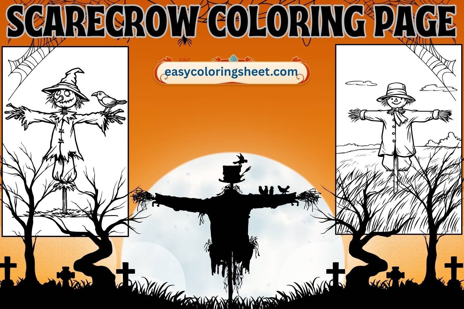 Fun Scarecrow Coloring Pages for Kids, Easy Fall Printable