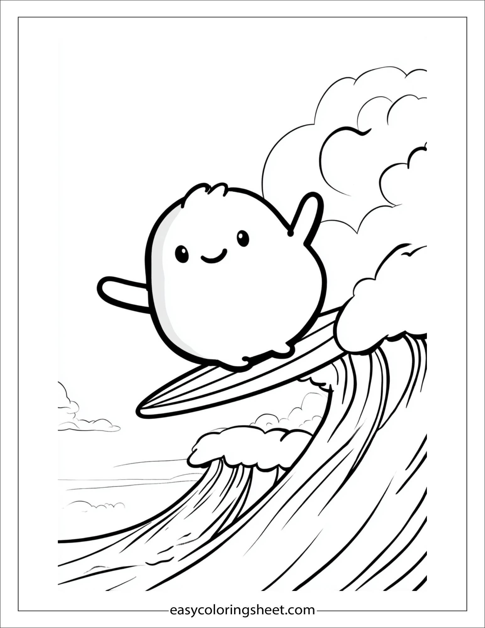 Squishmallow surfing wave