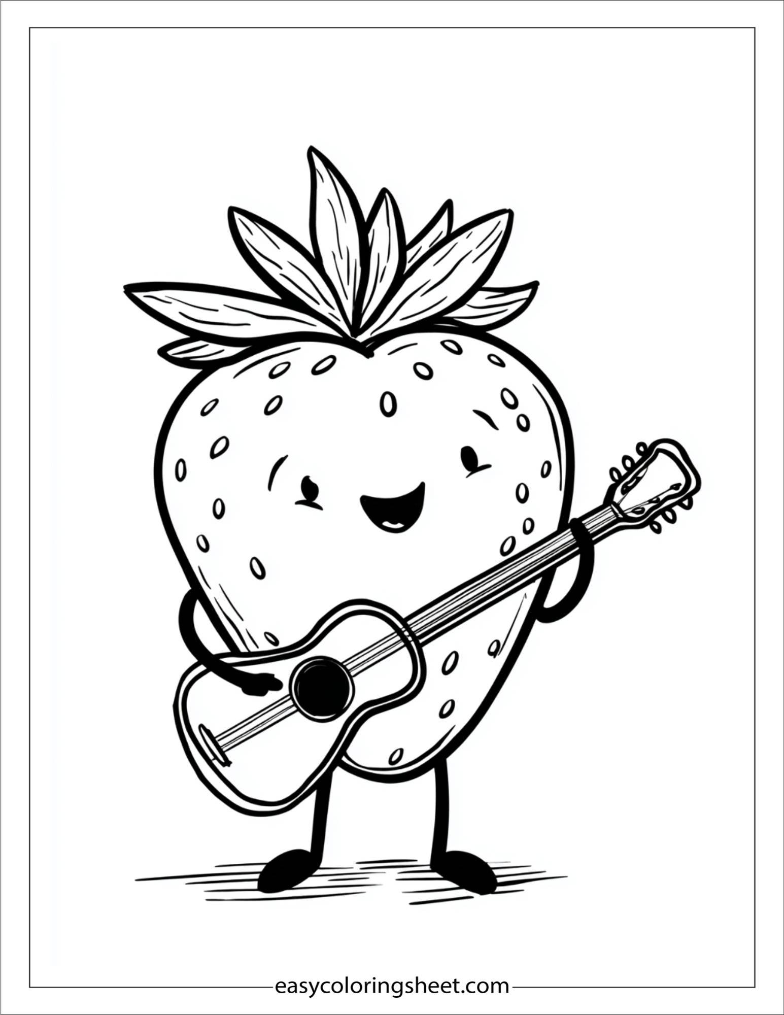 Strawberry playing guitar