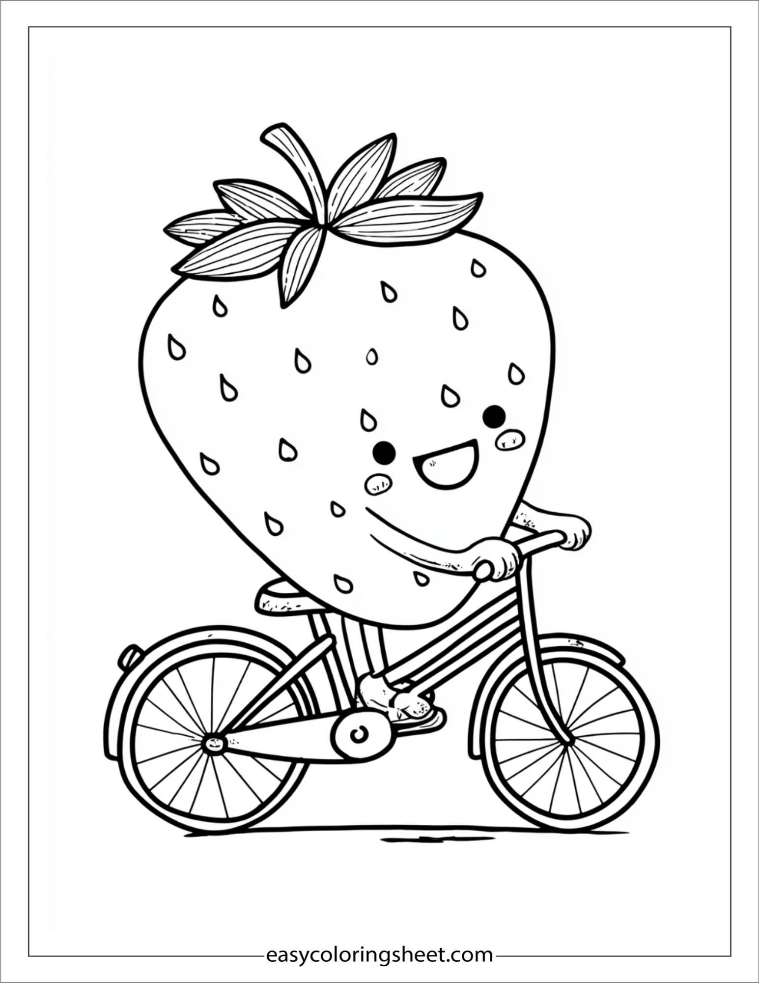 Strawberry riding bike