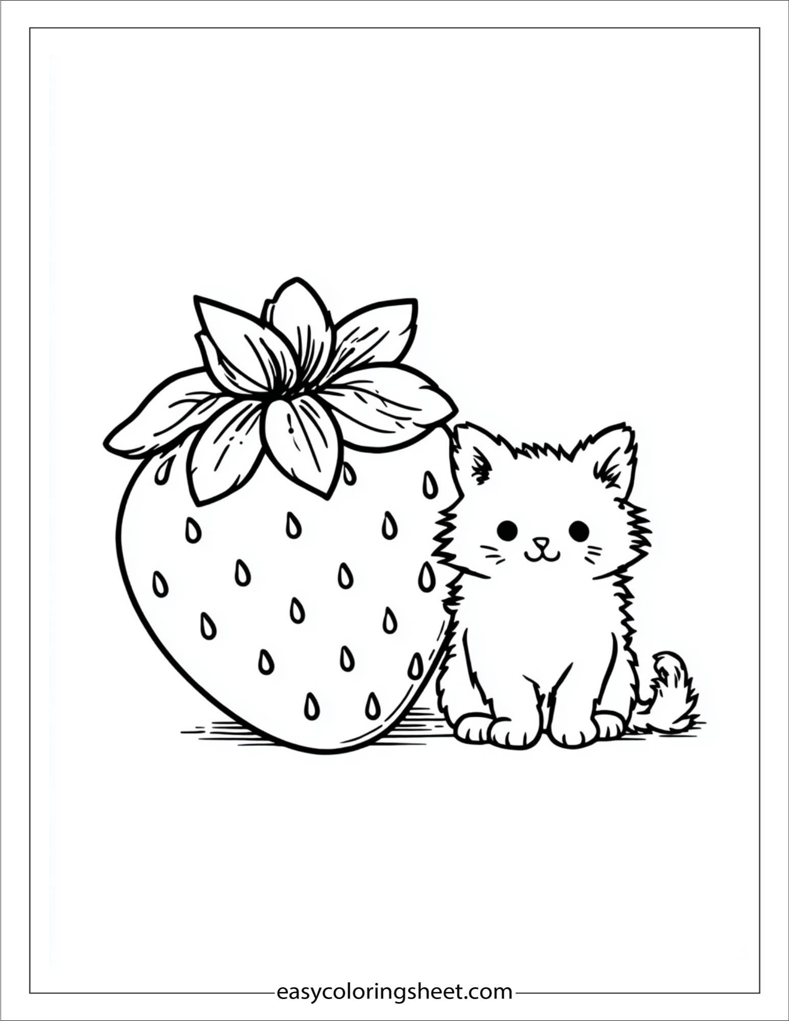 Strawberry with pet cat