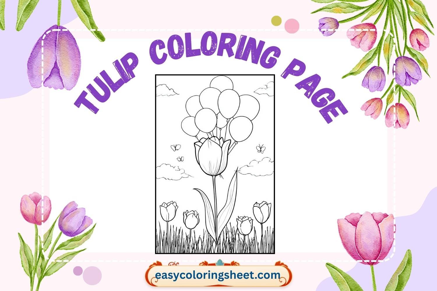 Tulip Coloring Page for Kids, Cute and Fun Garden Printables