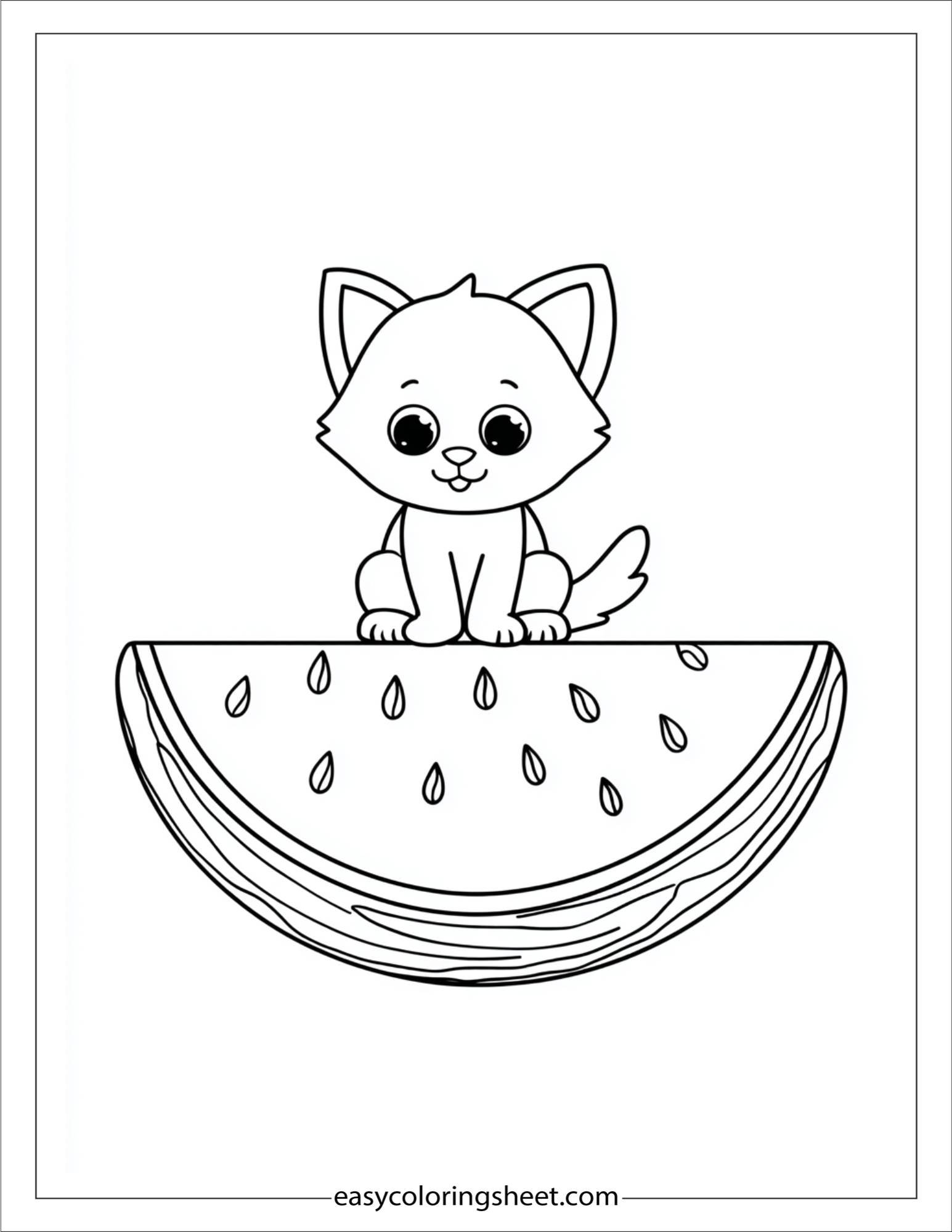 Watermelon and cat