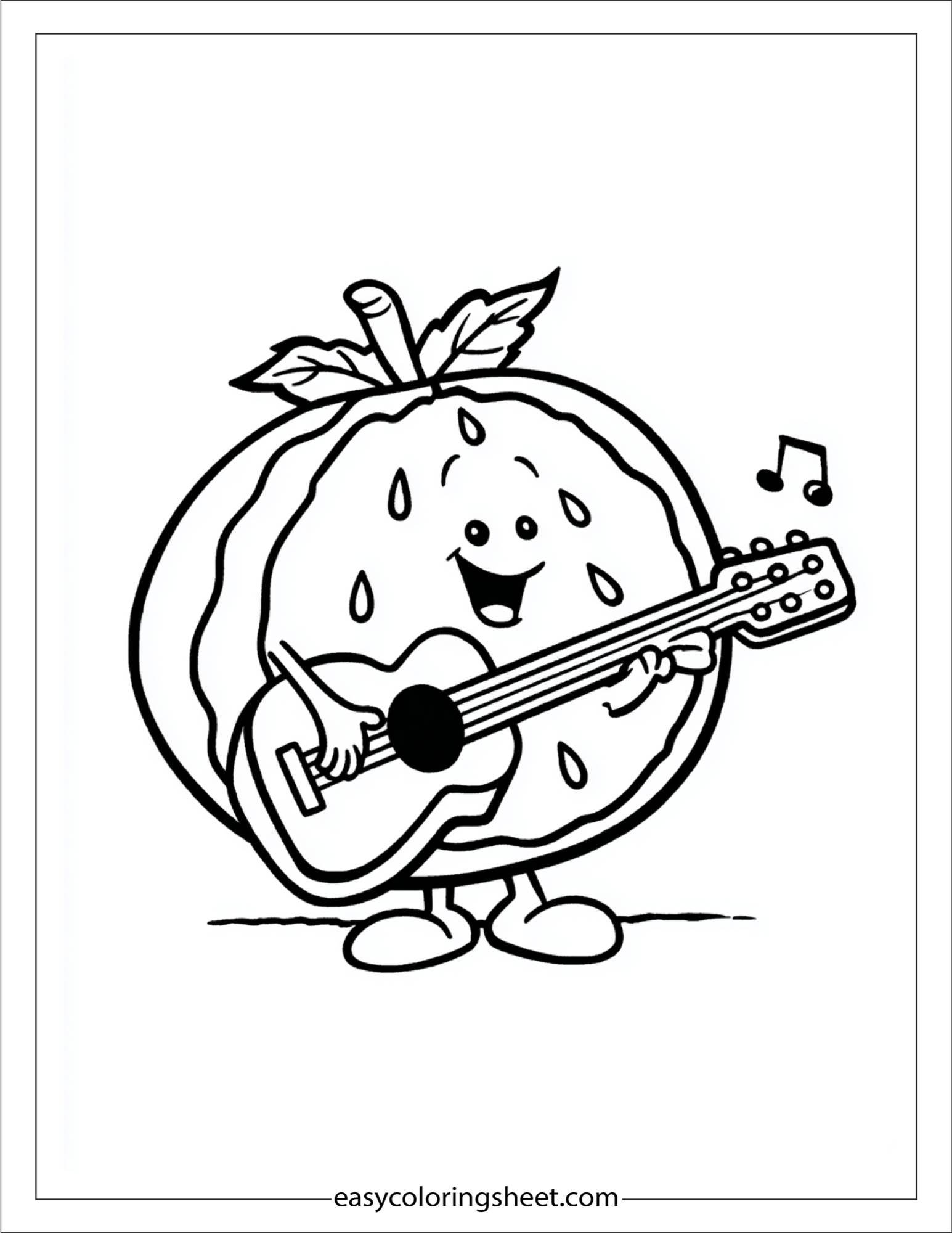 Watermelon playing guitar