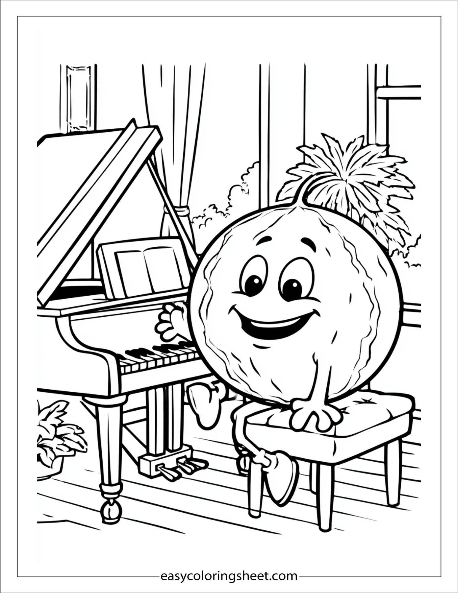 Watermelon playing piano