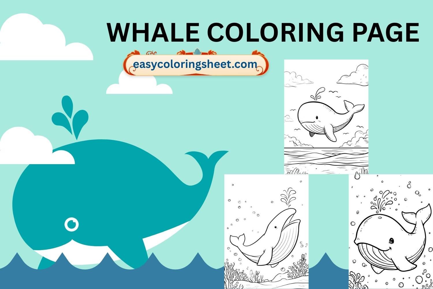 Whale Coloring Page for Kids, Cute and Fun Ocean Printables