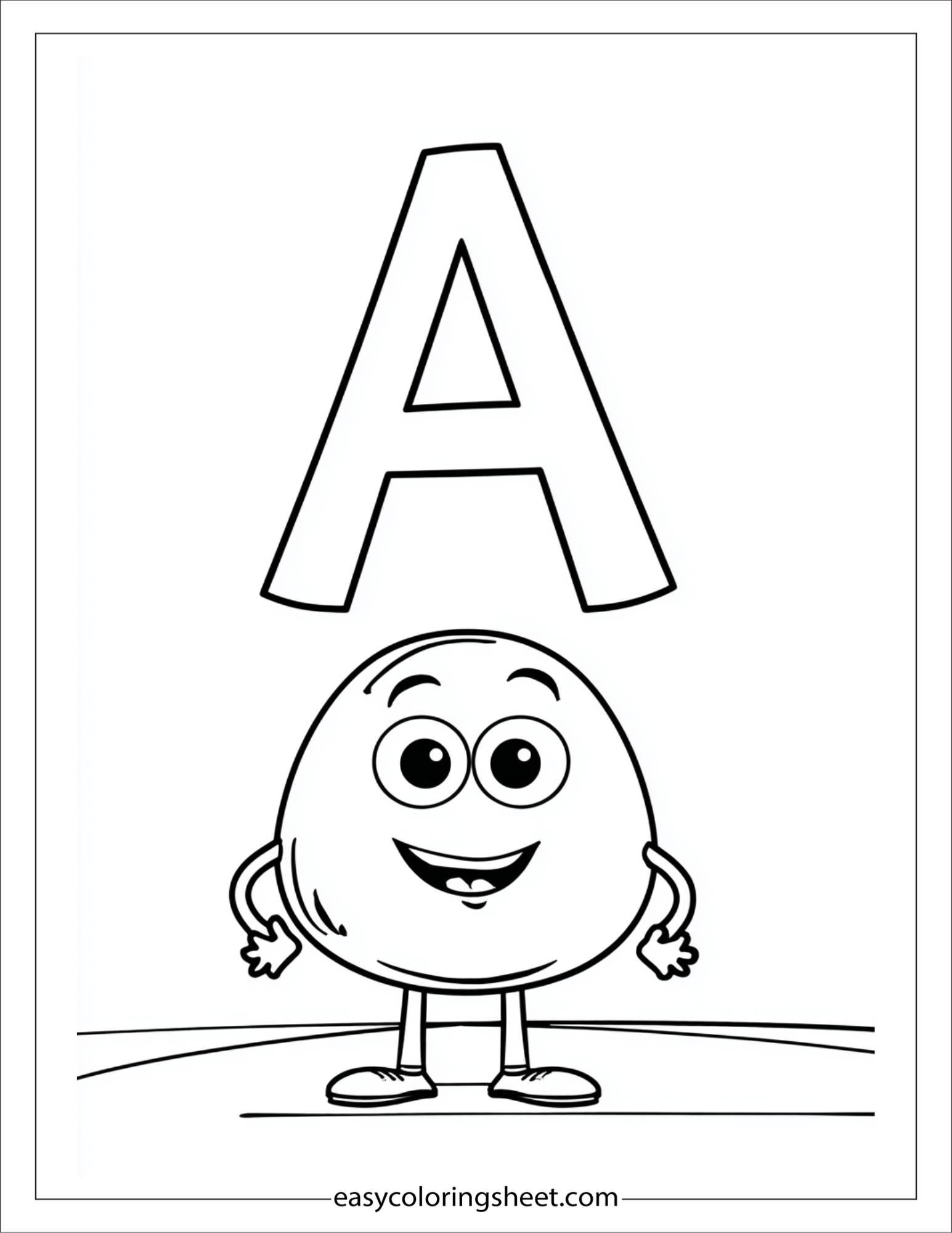 alphabet A almond coloring page