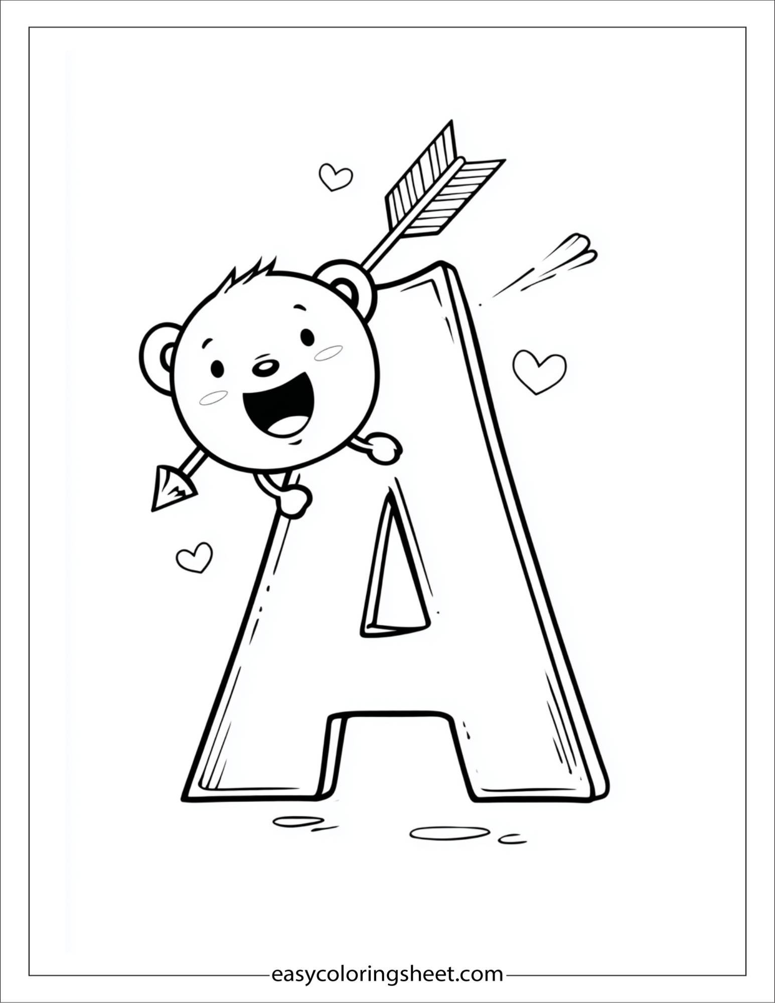 alphabet A arrow coloring page