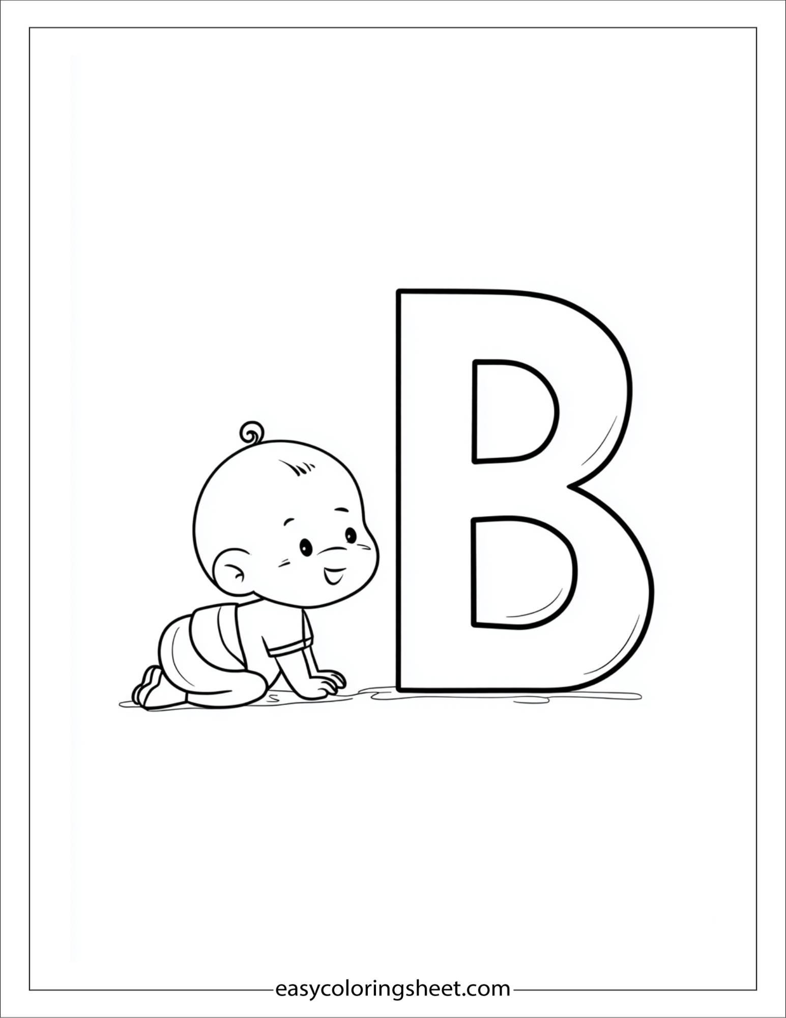 alphabet B baby coloring page