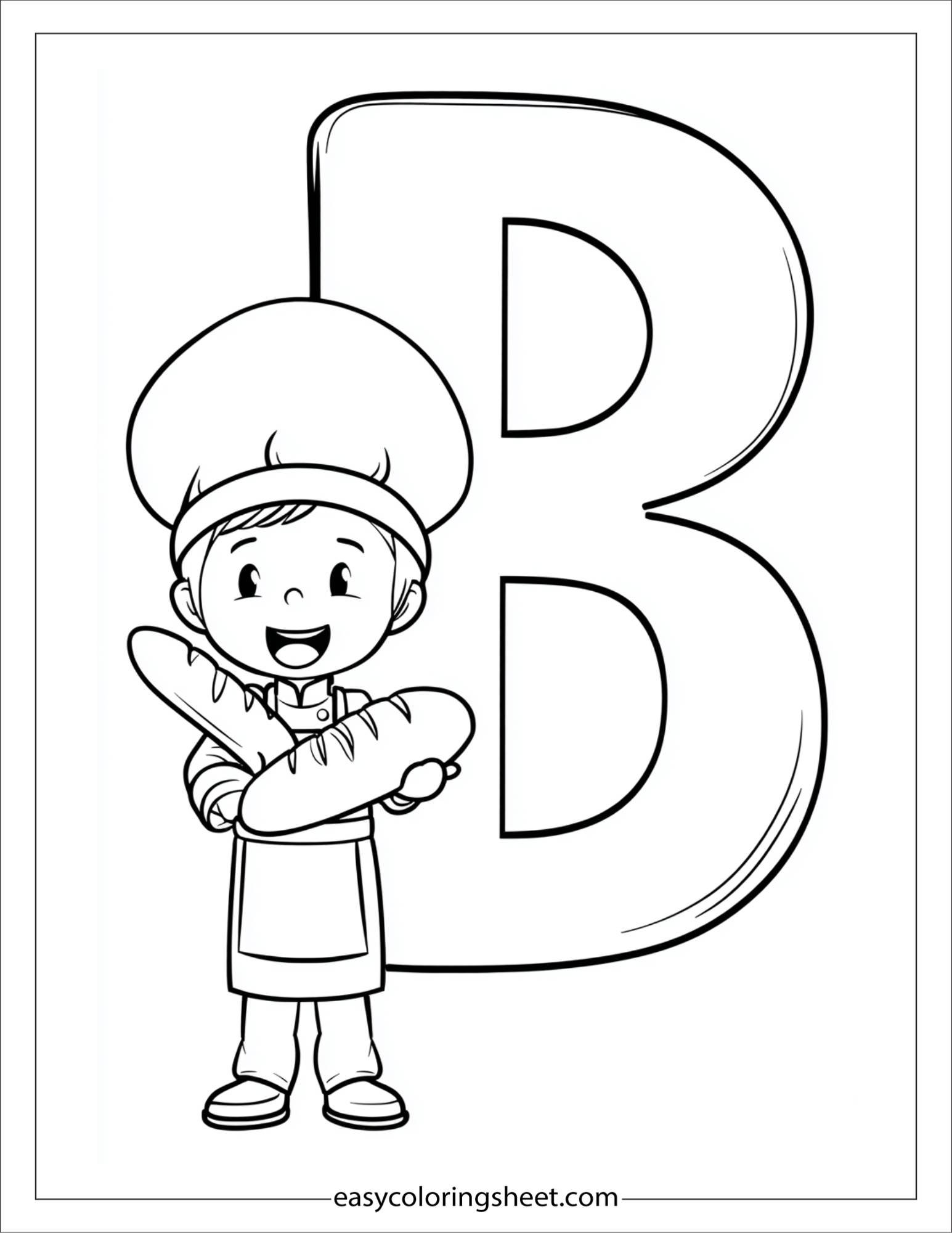 alphabet B bakery coloring page
