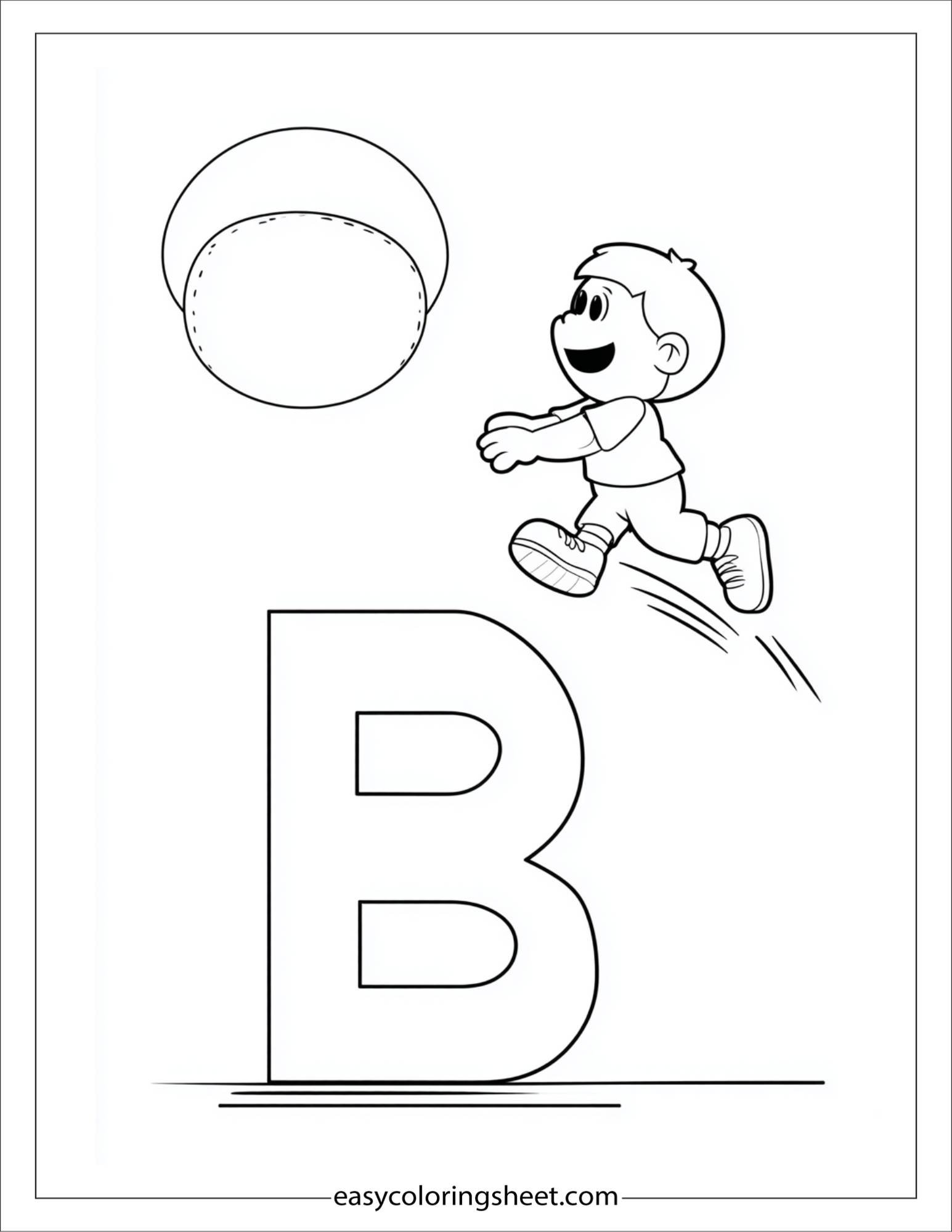 alphabet B ball bounce coloring page