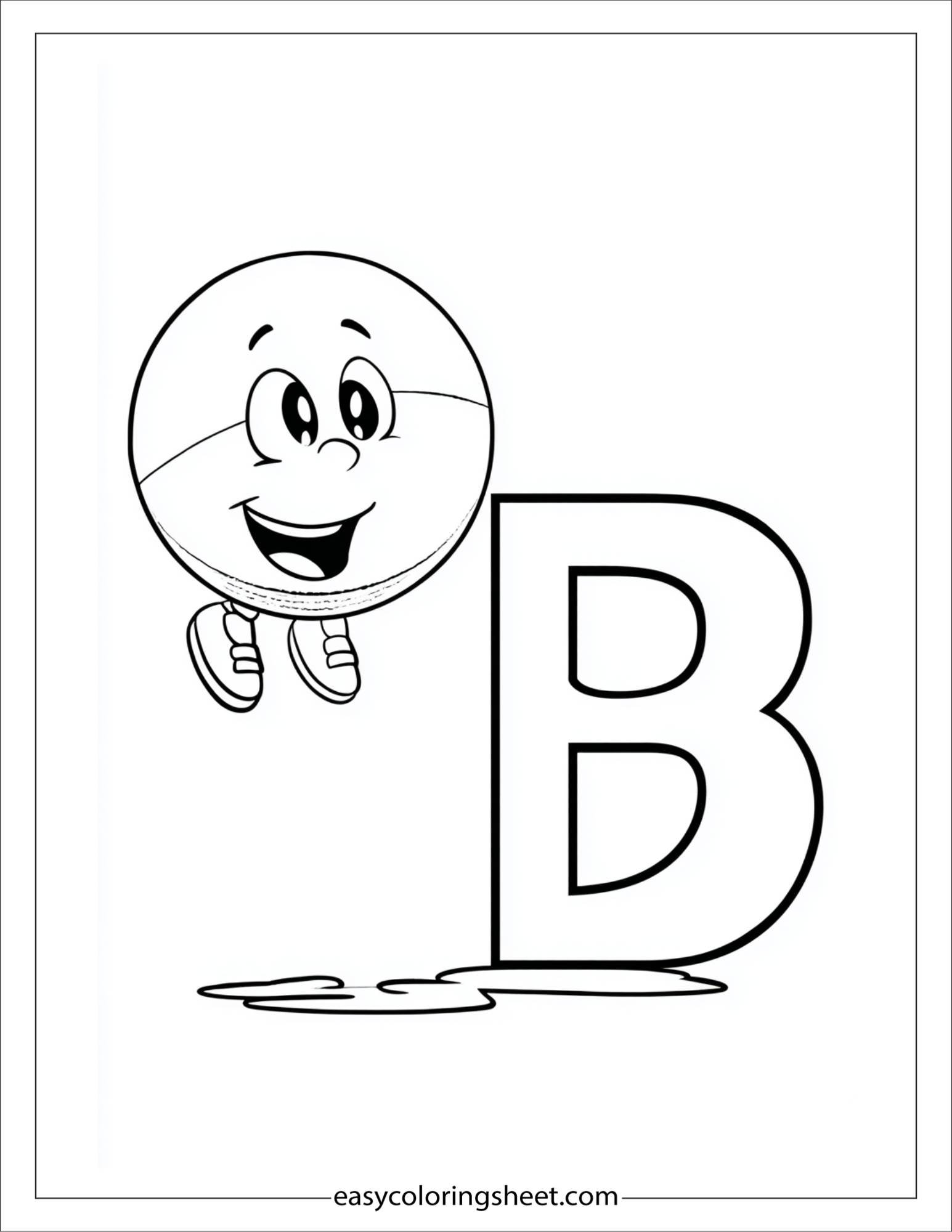 alphabet B ball coloring page