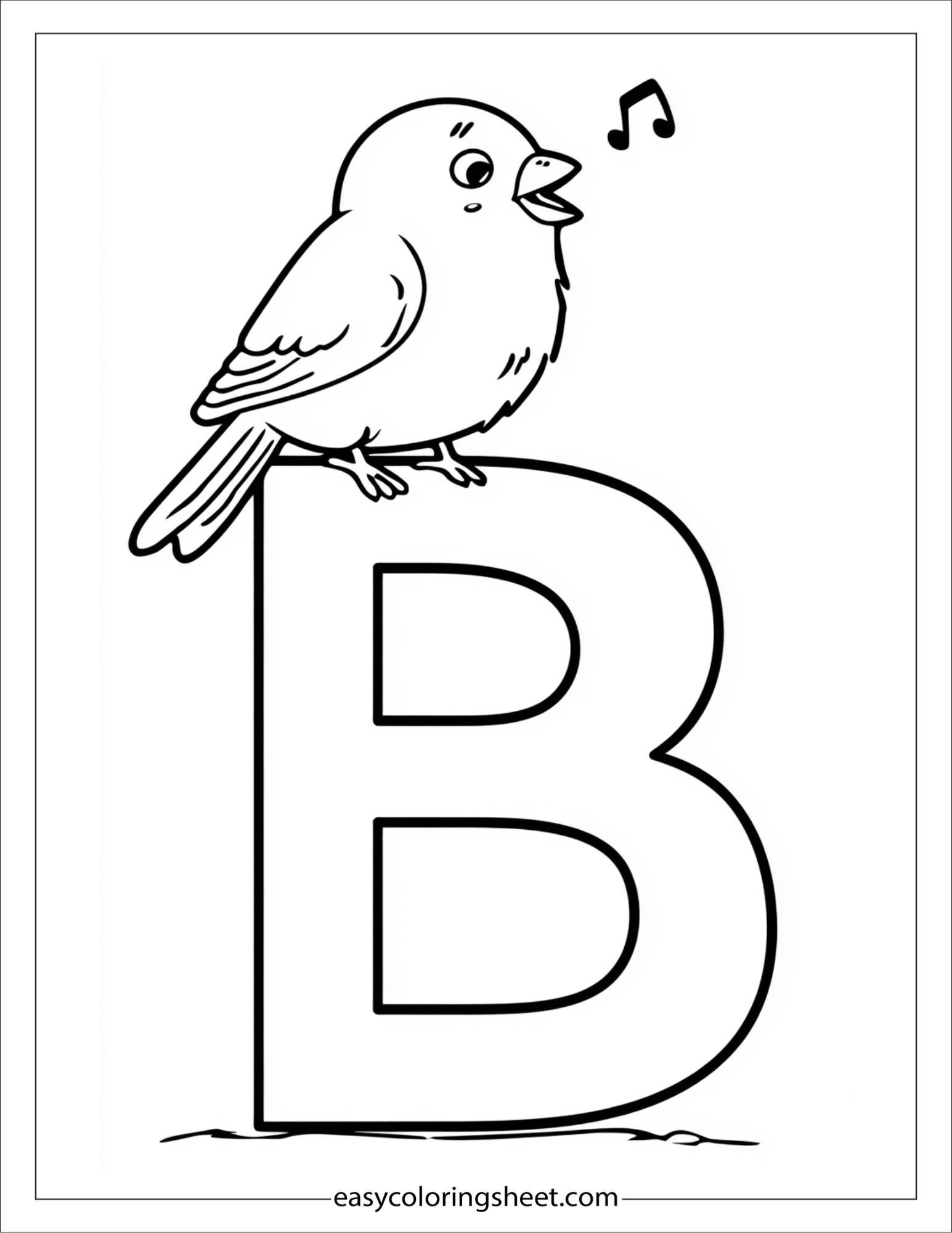 alphabet B bird coloring page