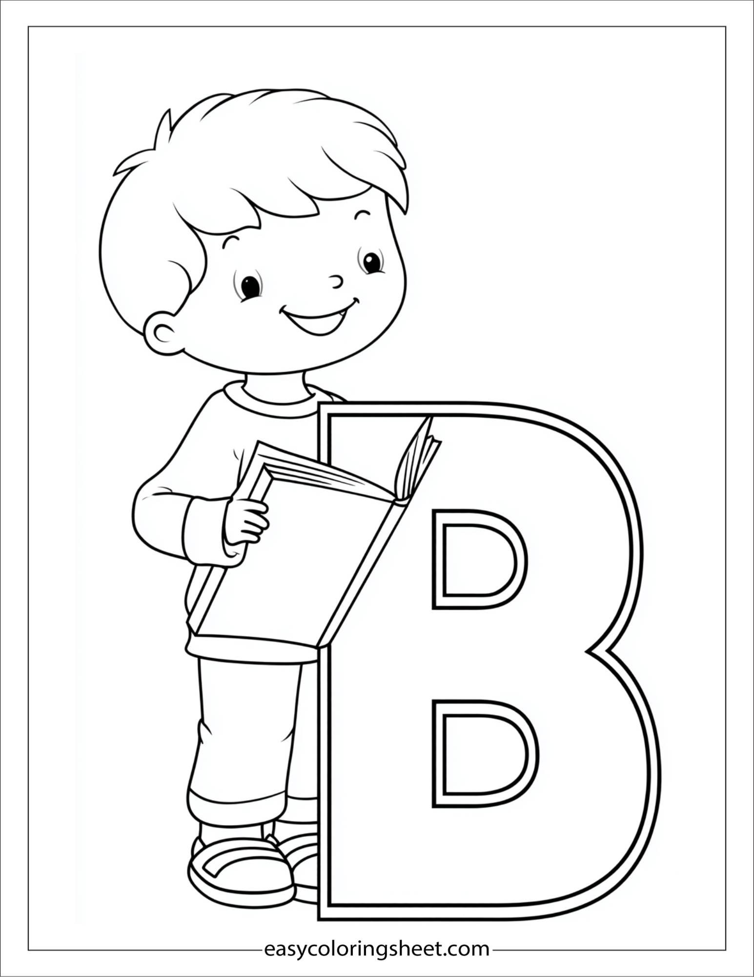 alphabet B book coloring page