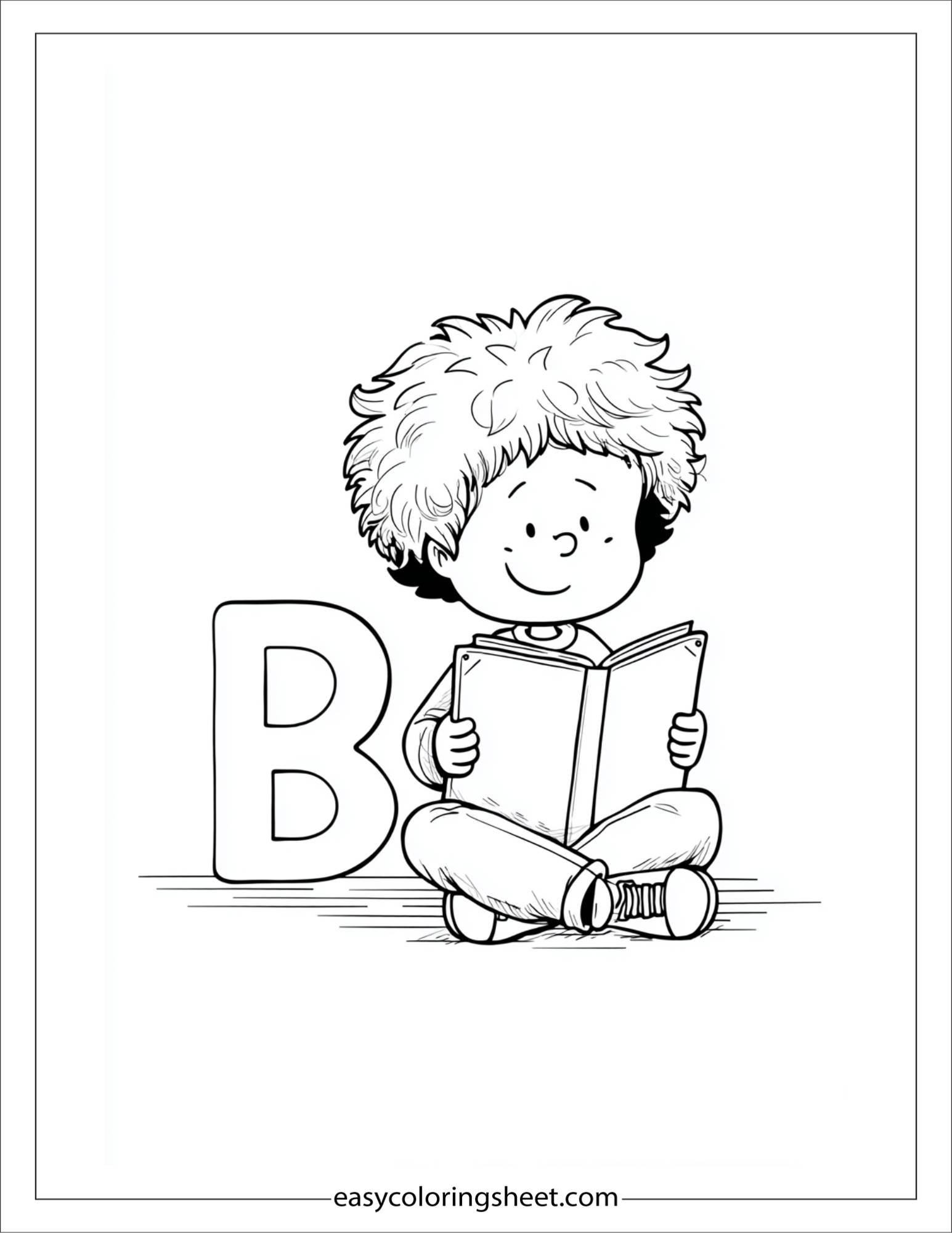 alphabet B bookworm coloring page