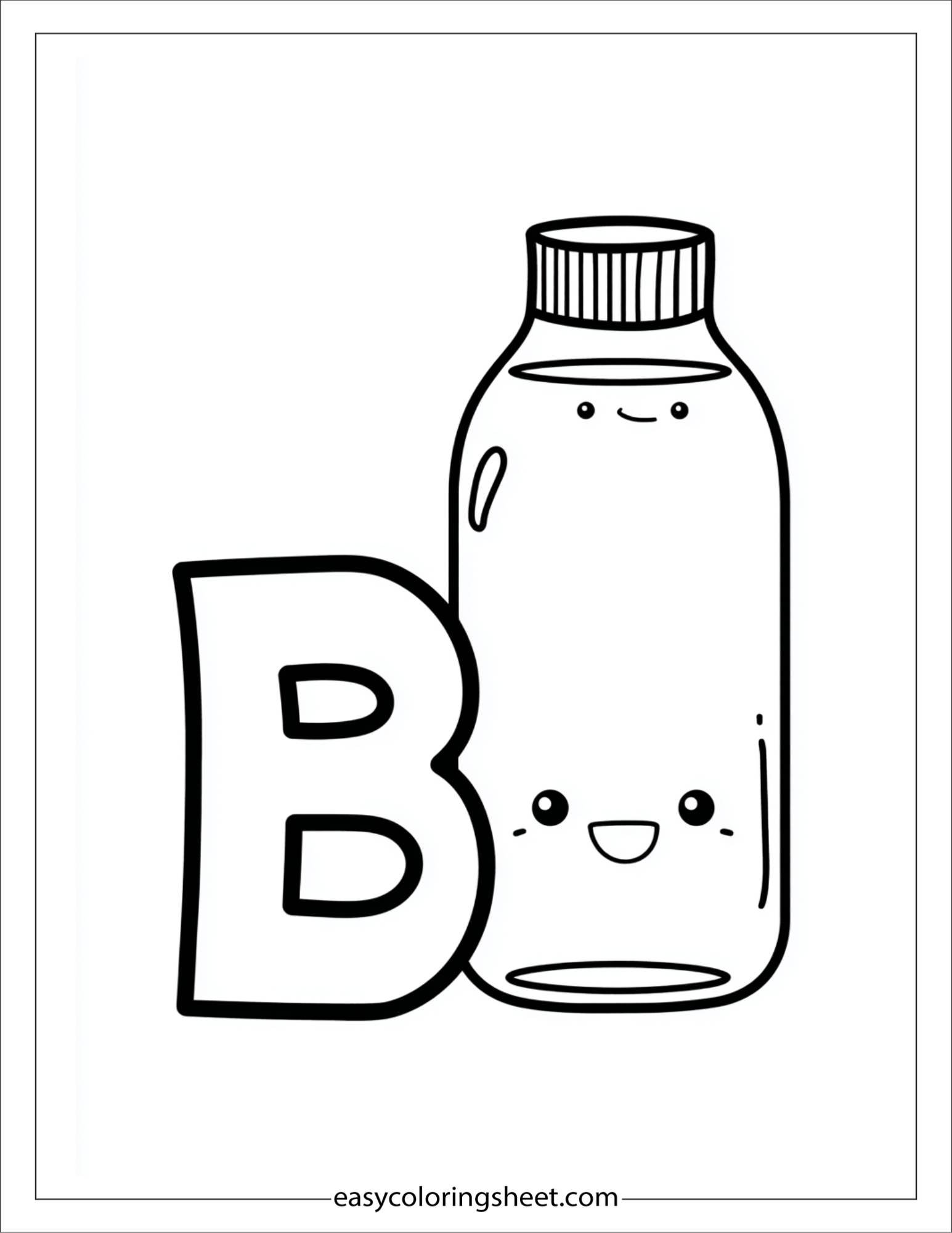 alphabet B bottle coloring page