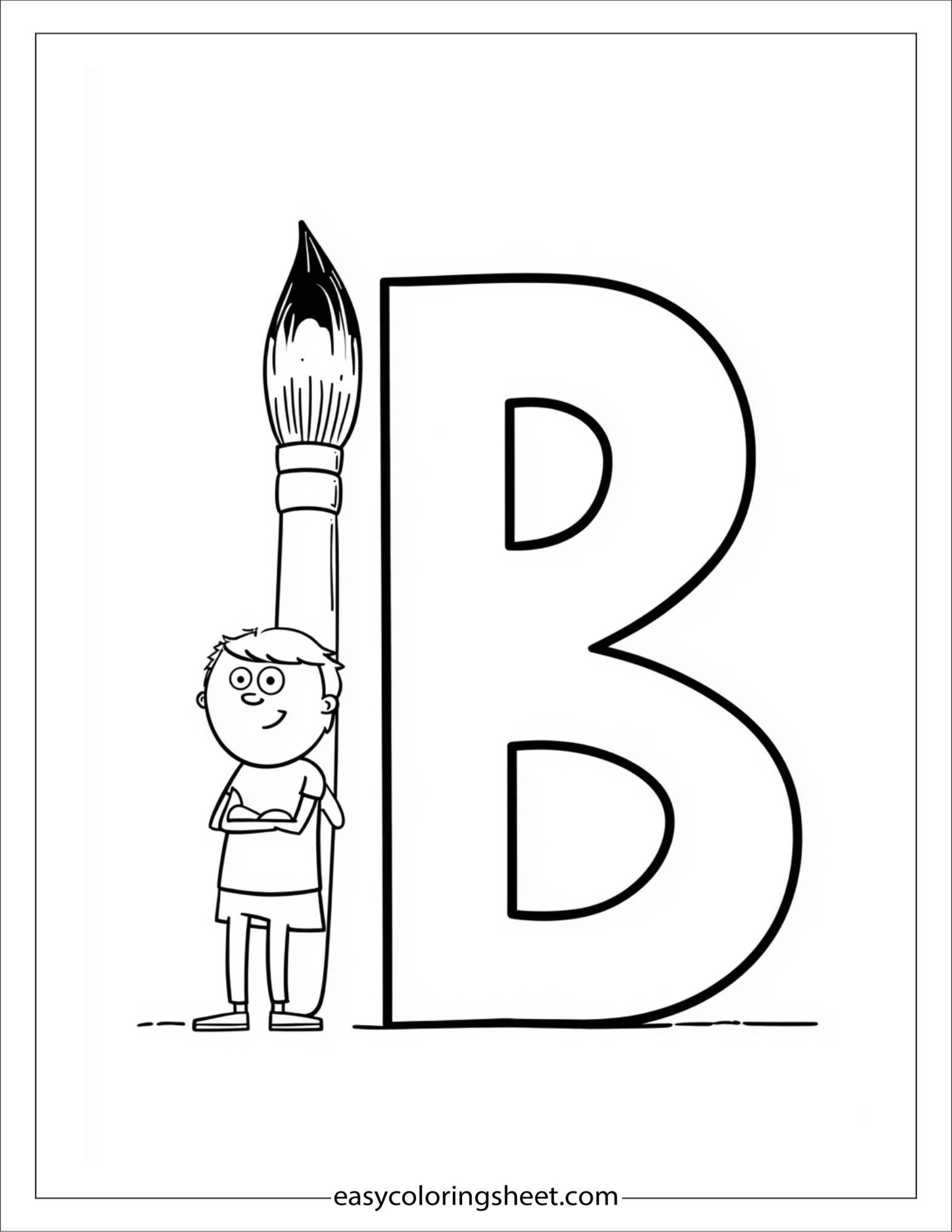 alphabet B brush coloring page