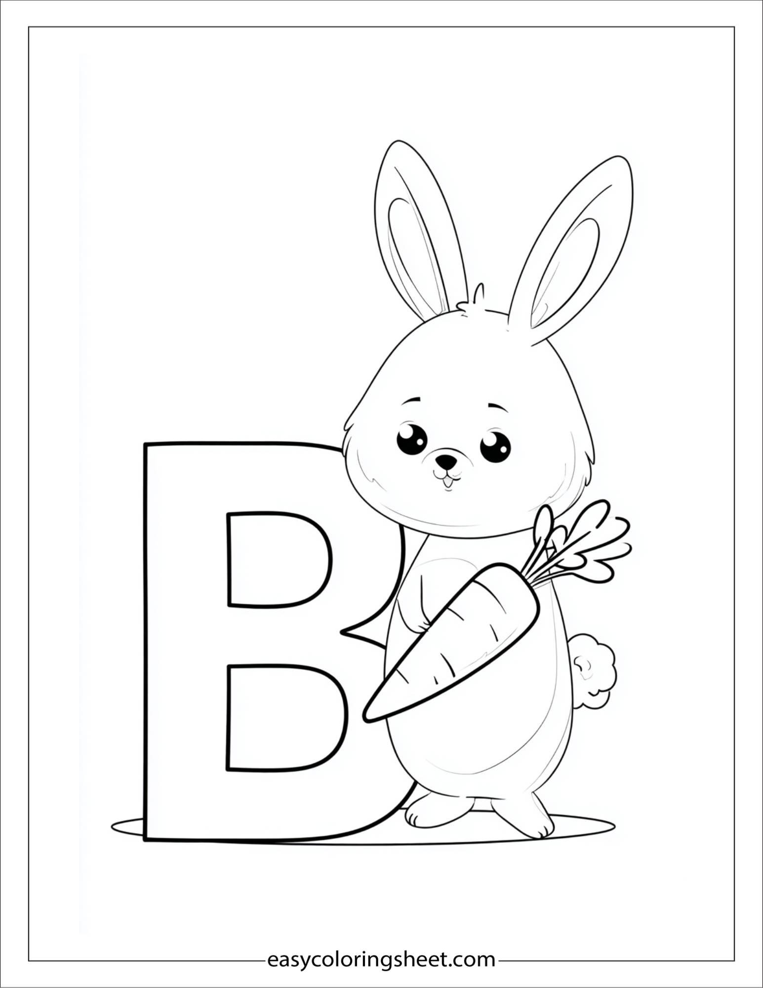 alphabet B bunny coloring page