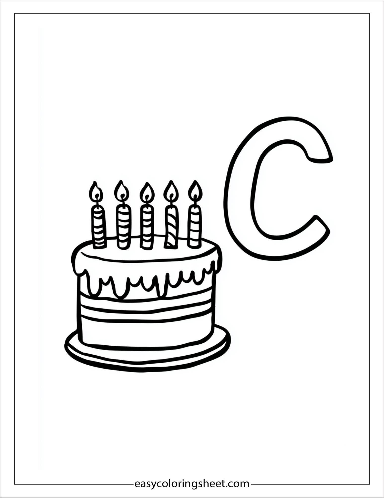 alphabet C cake coloring page