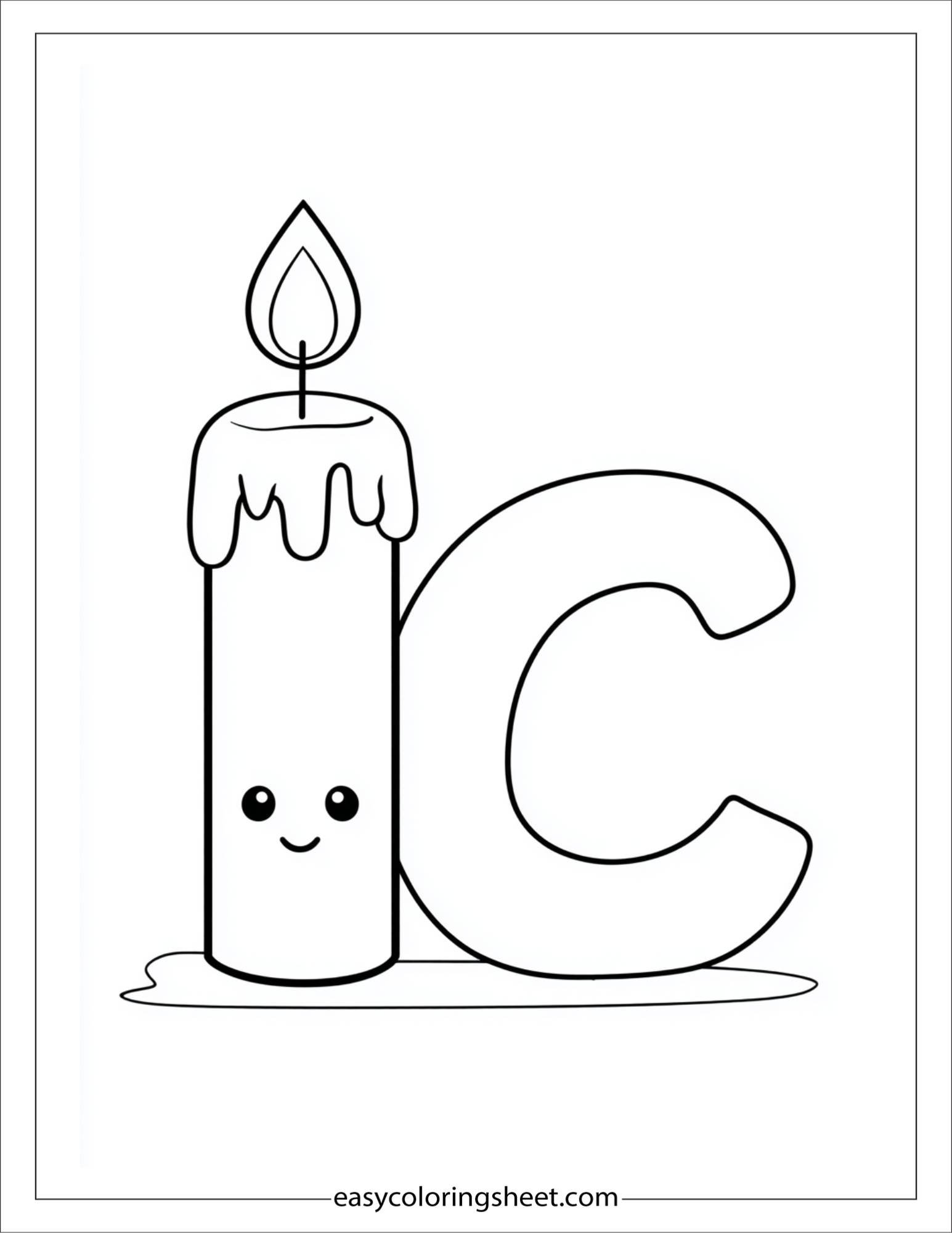 alphabet C candle coloring page