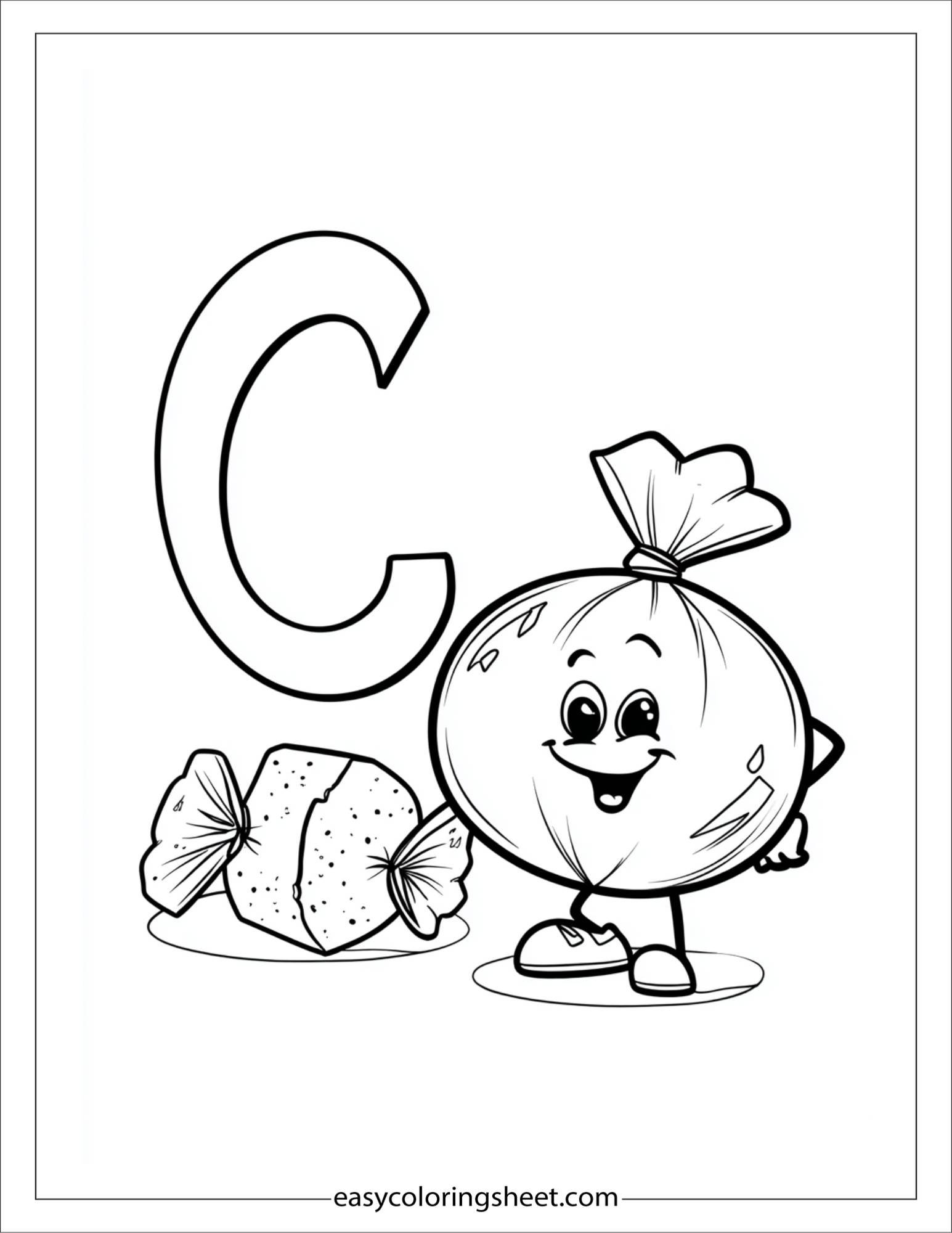 alphabet C candy coloring page