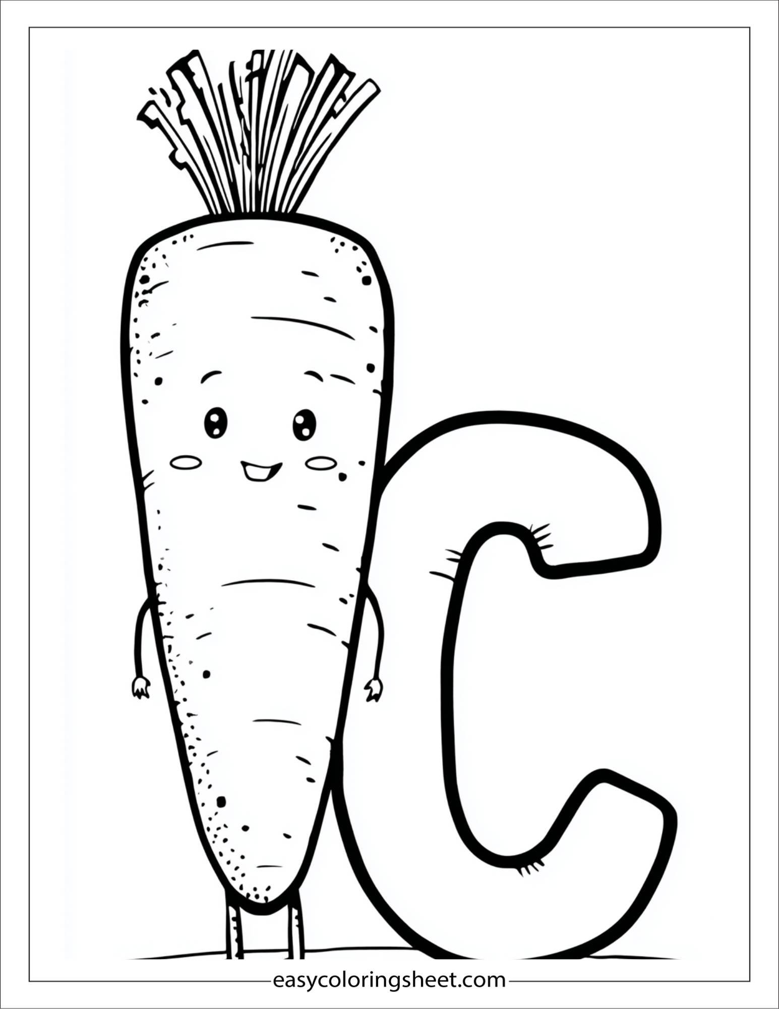 alphabet C carrot coloring page