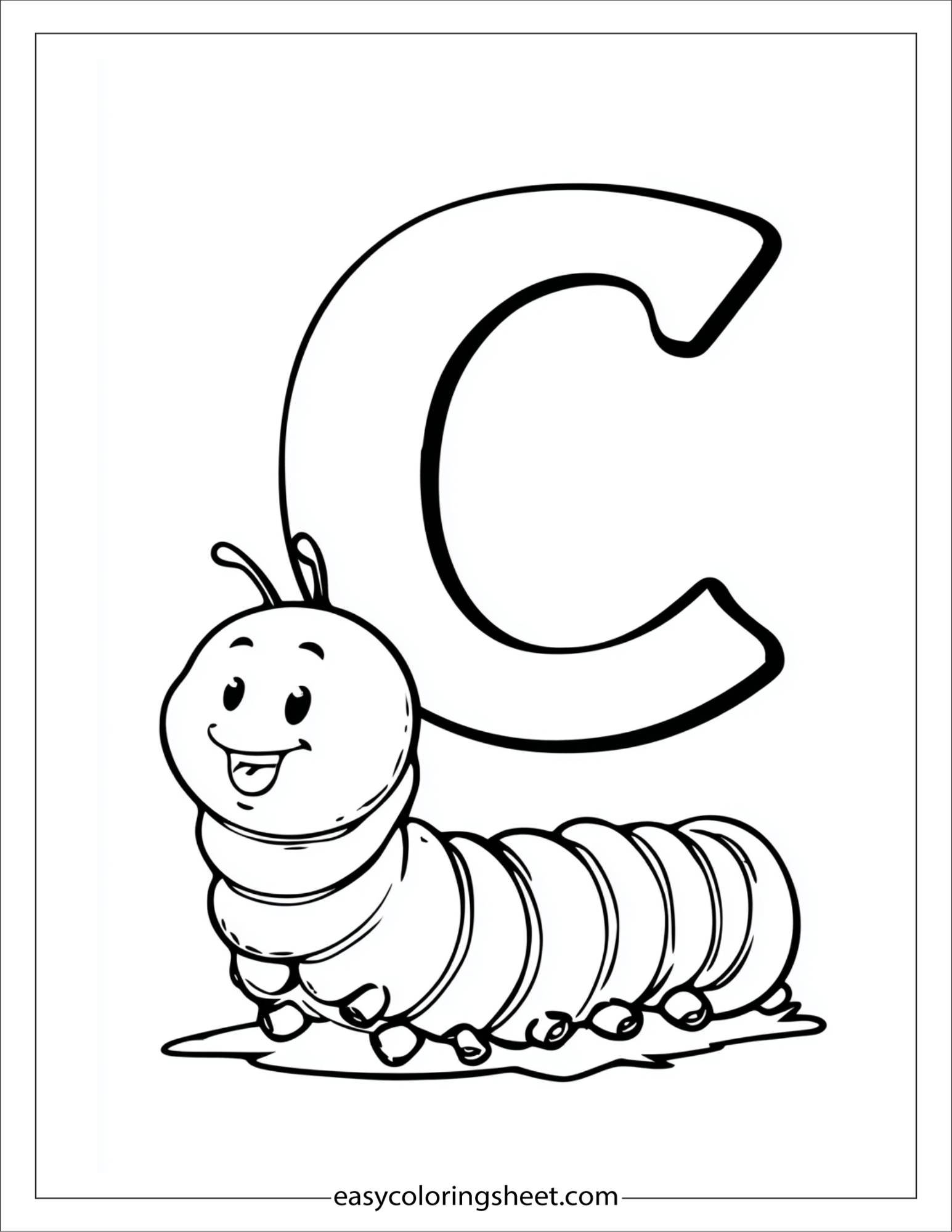 alphabet C caterpillar coloring page
