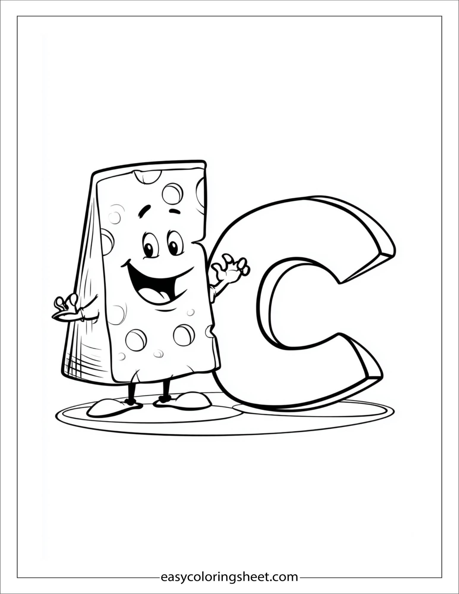 alphabet C cheese coloring page