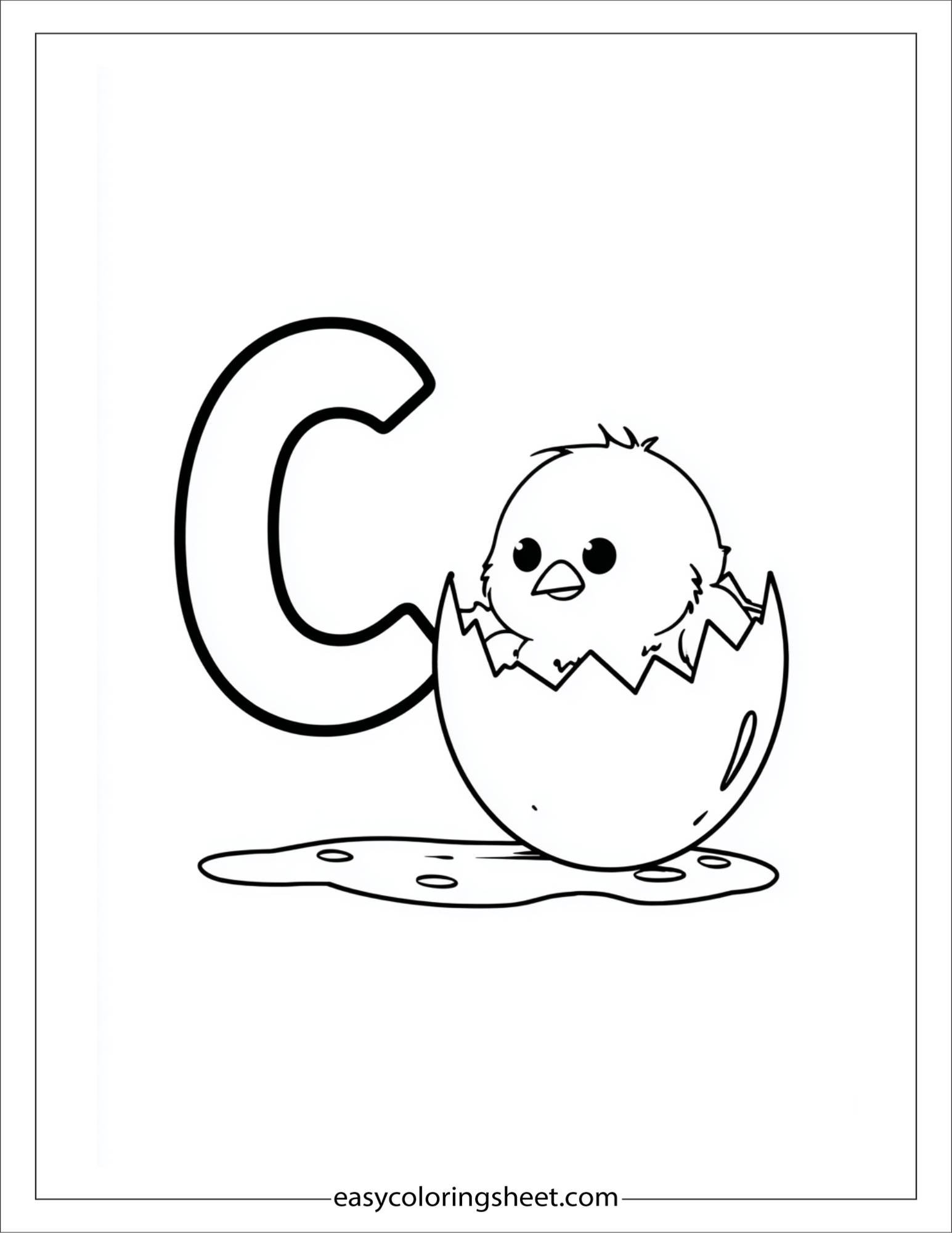 alphabet C chick coloring page