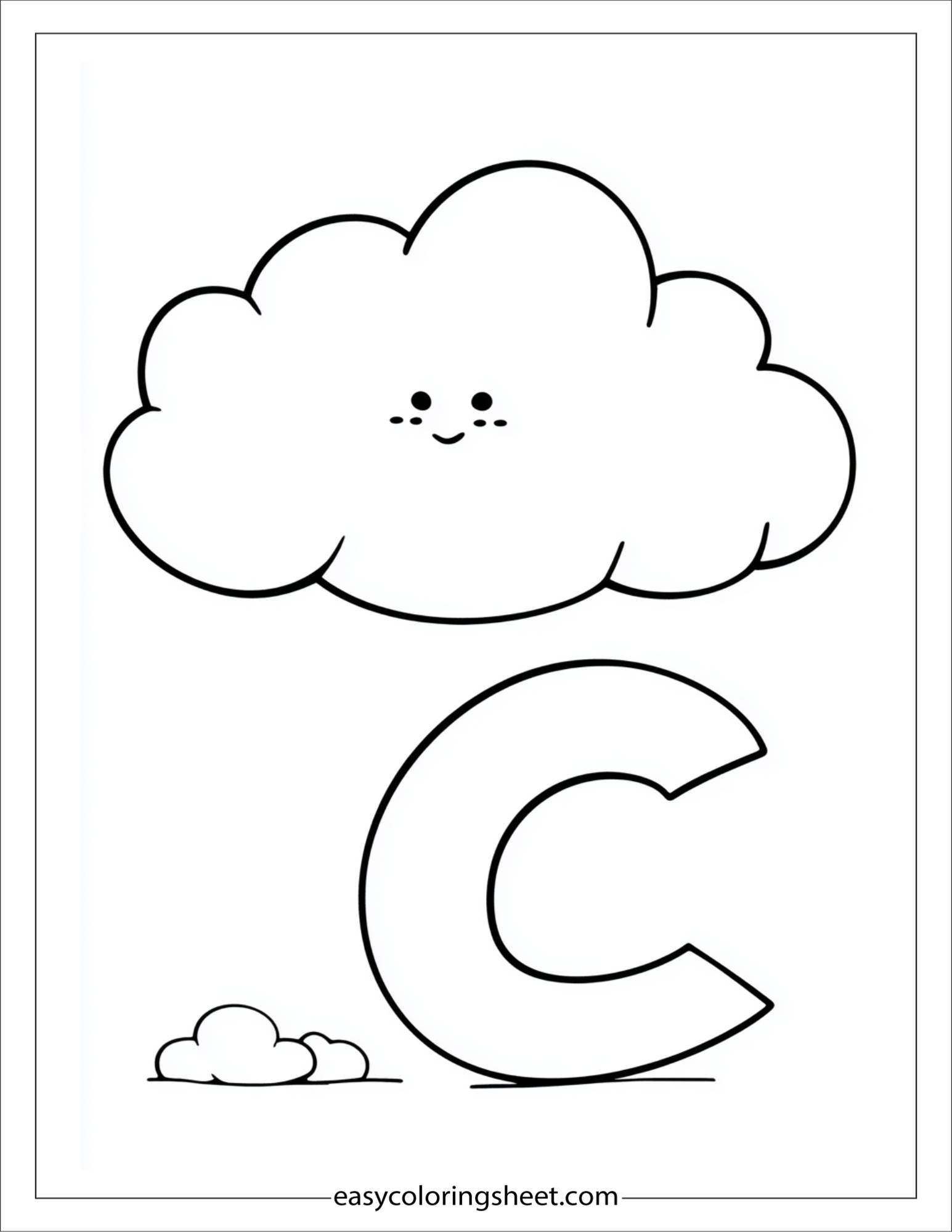 alphabet C cloud coloring page