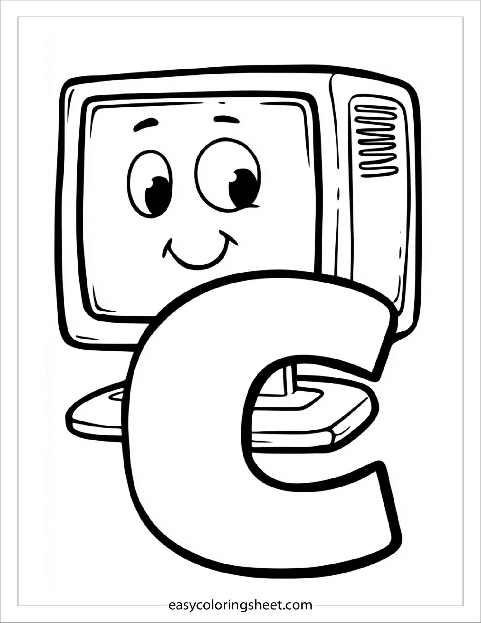 alphabet C computer coloring page